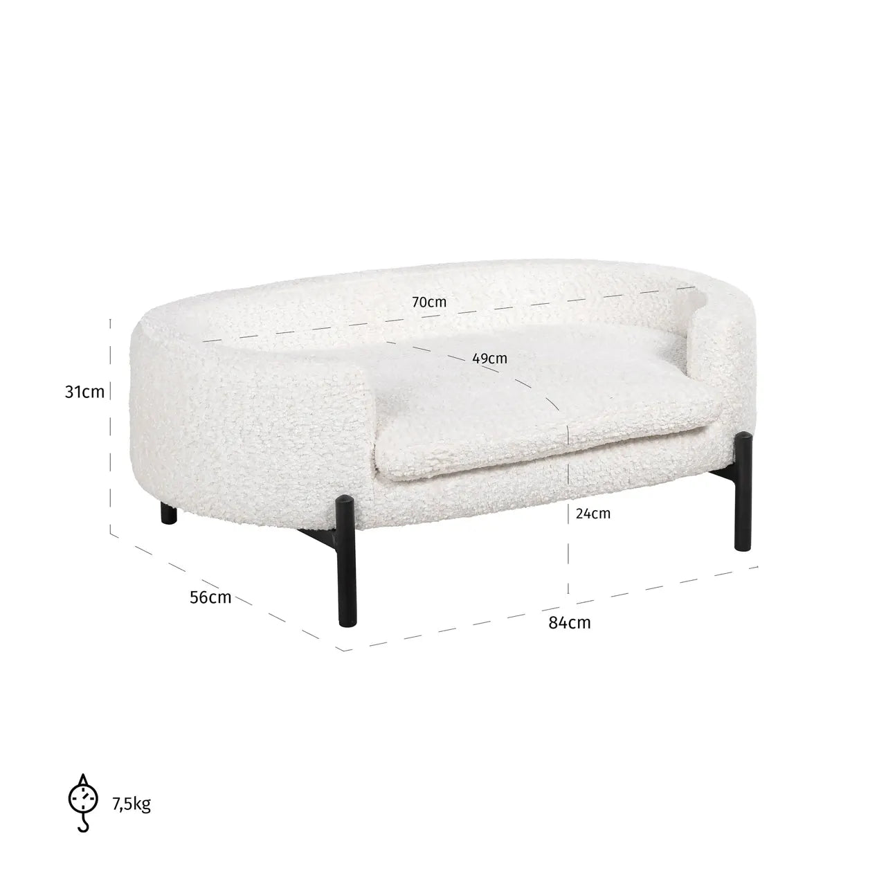 Richmond Interiors Dolly White Boucle Pet Bed