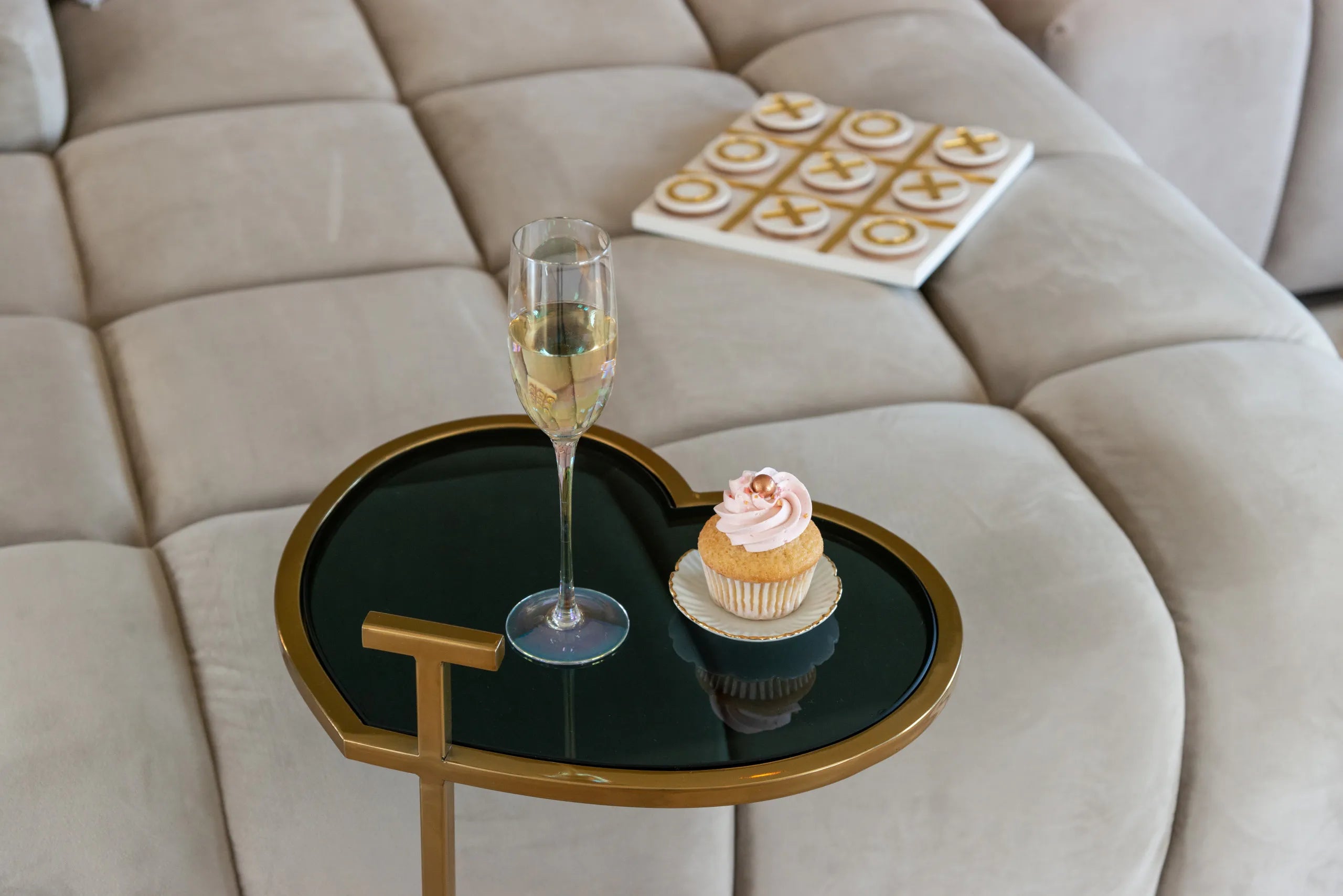 Richmond Interiors Maylie White & Gold Tic Tac Toe Board