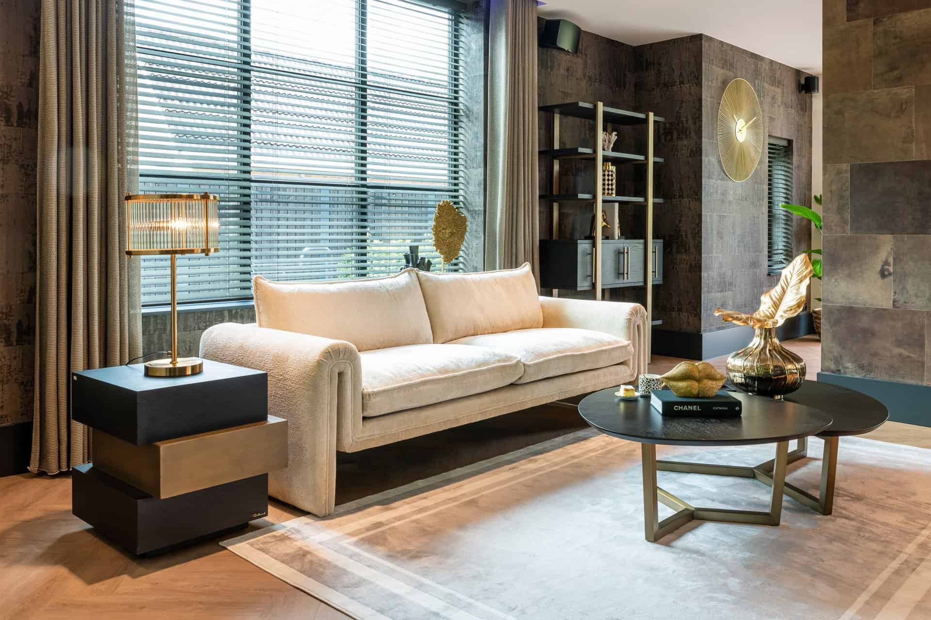 Richmond Interiors Cambon Bronze & Black Oak Wood Layered Stacked Square Side Table