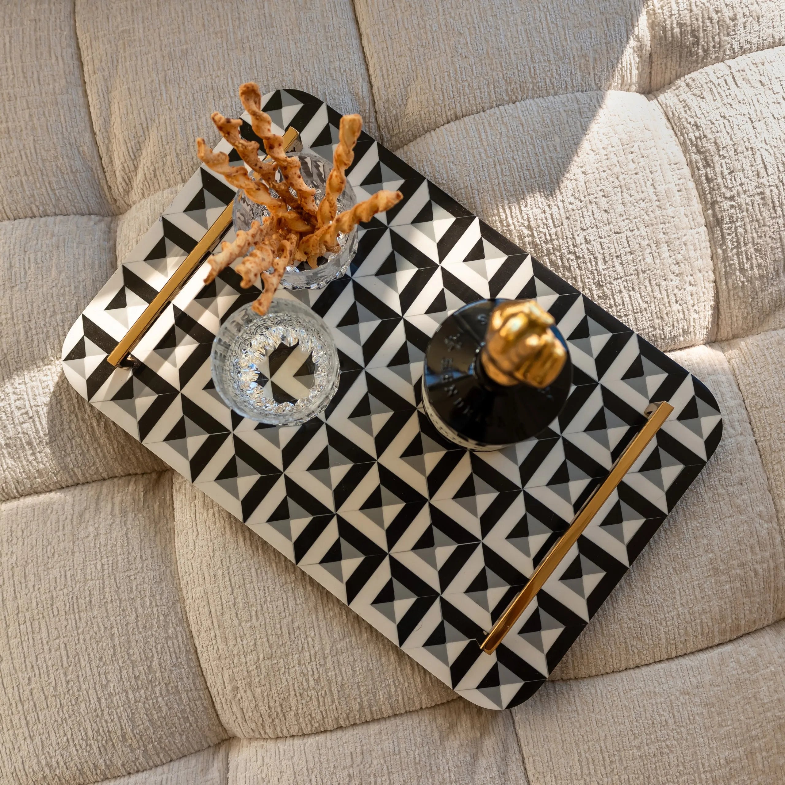 Richmond Interiors Birte Black & White Geometric Tray
