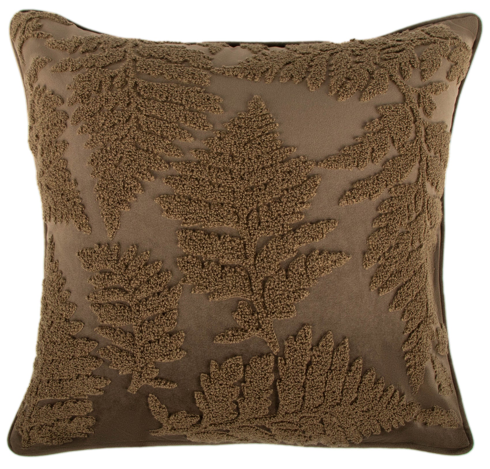 Malini Terry Leaves On Velvet Olive Square Cushion 45x45
