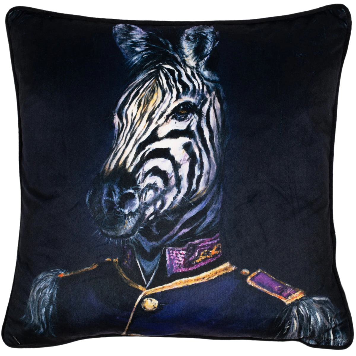 Malini Kalani Dressed Printed Velvet Zebra Square Cushion 45x45