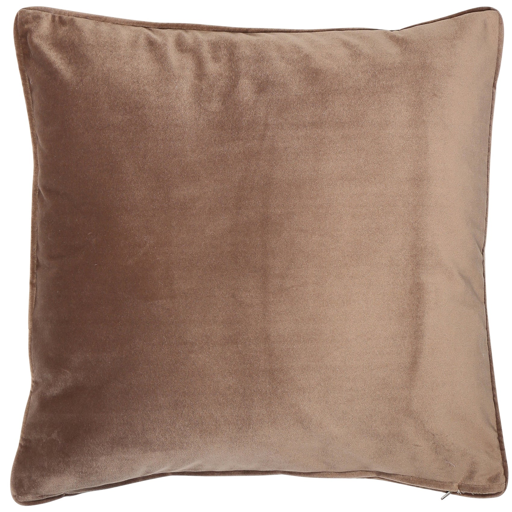 Malini Luxe Plain Velvet Piped Truffle Square Cushion 43x43