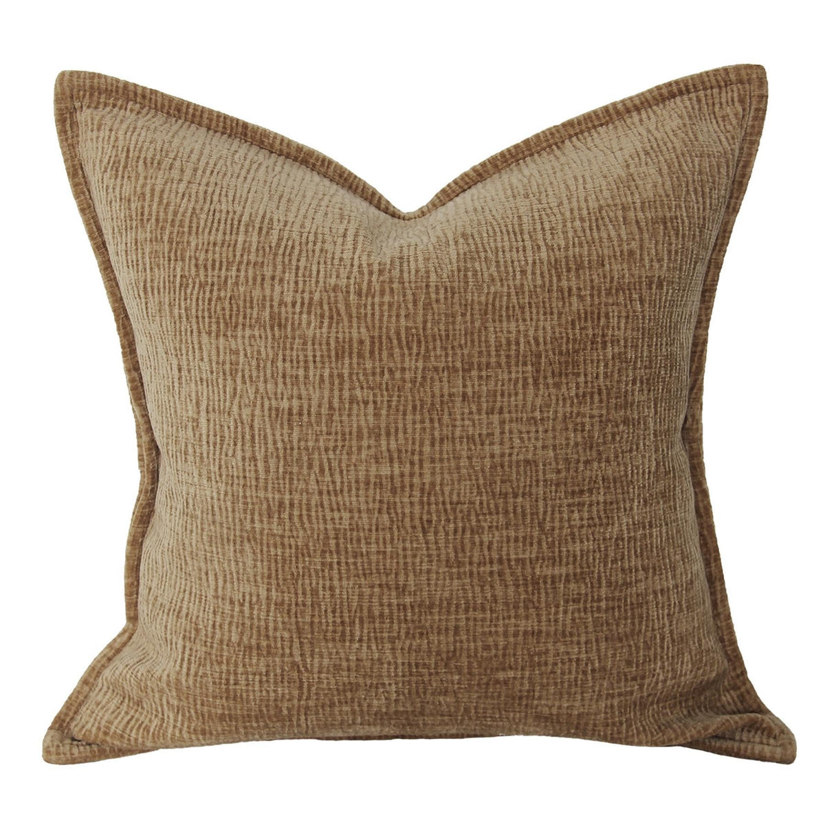 Malini Ripple Texture Chenille Natural Brown Square Cushion 45x45