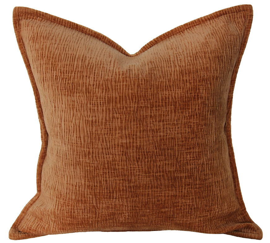 Malini Ripple Texture Chenille Rust Square Cushion 45x45