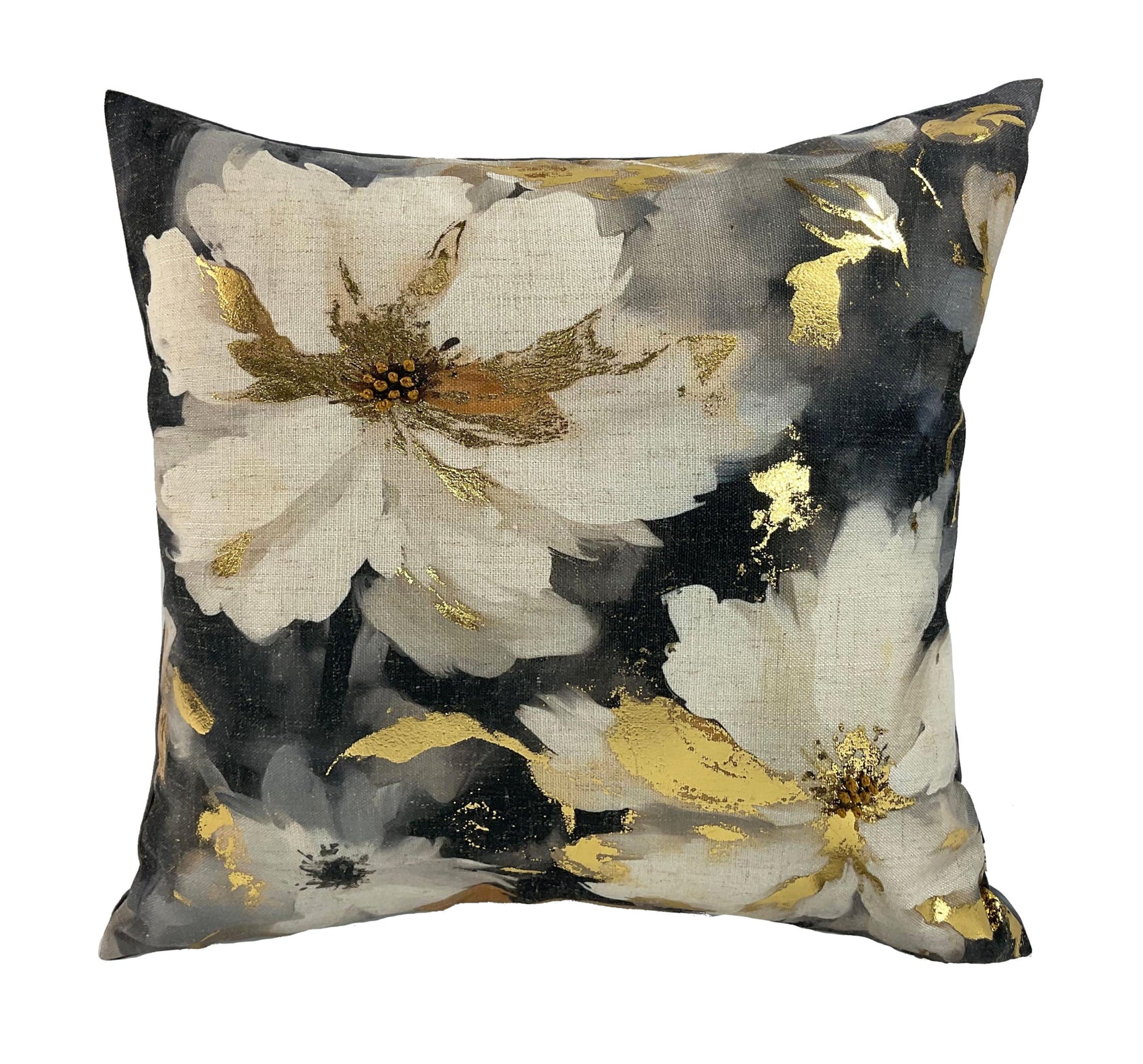 Malini Sally Printer Floral with Gold Foil Square Cushion 45x45
