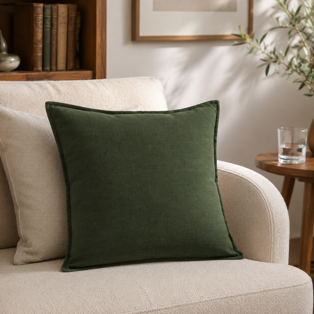 Malini Tia Dark Green Velvet Cushion 45x45 lifestyle image