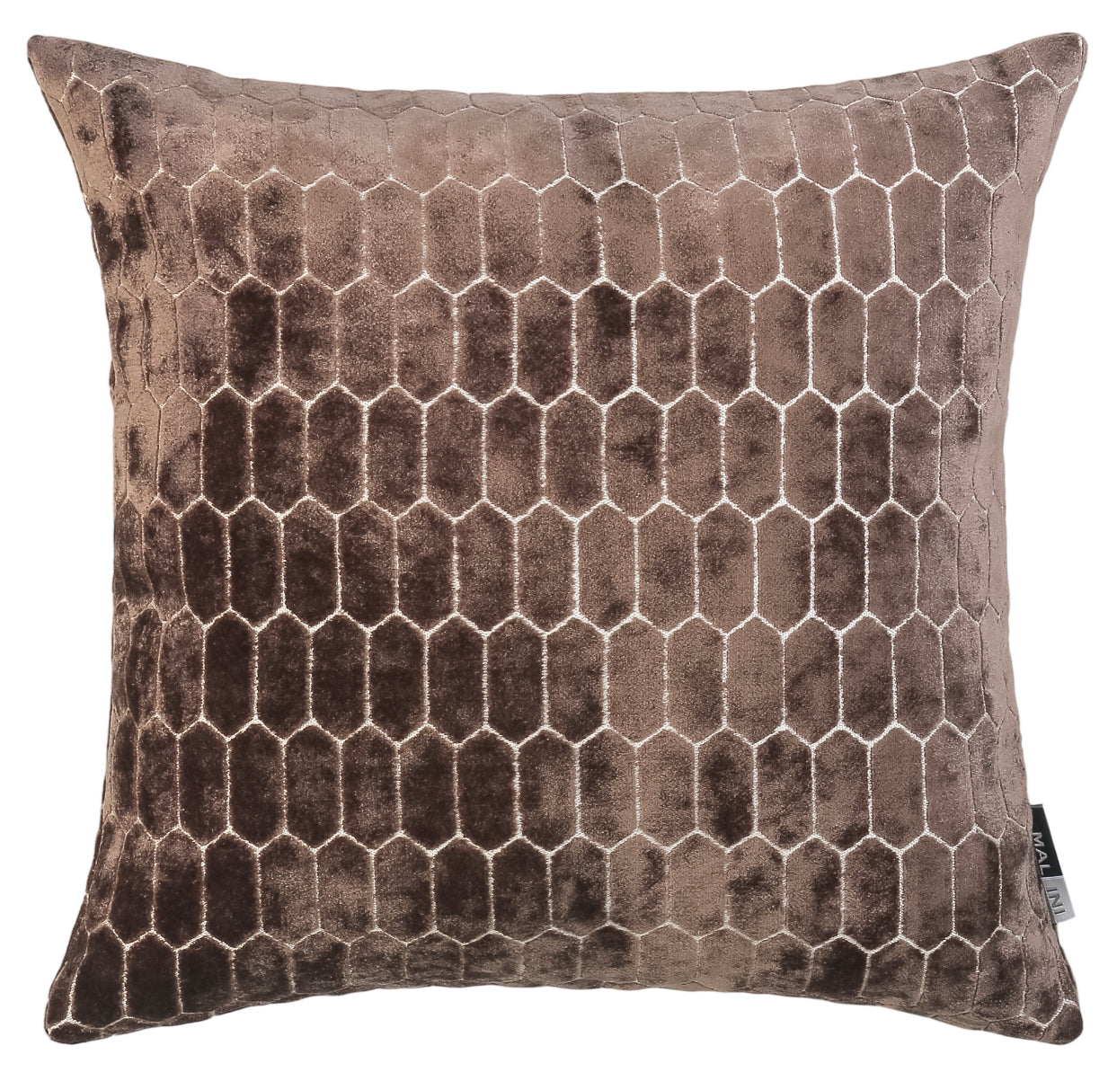 Malini Cut Velvet Honeycombe Choc Square Cushion 43x43