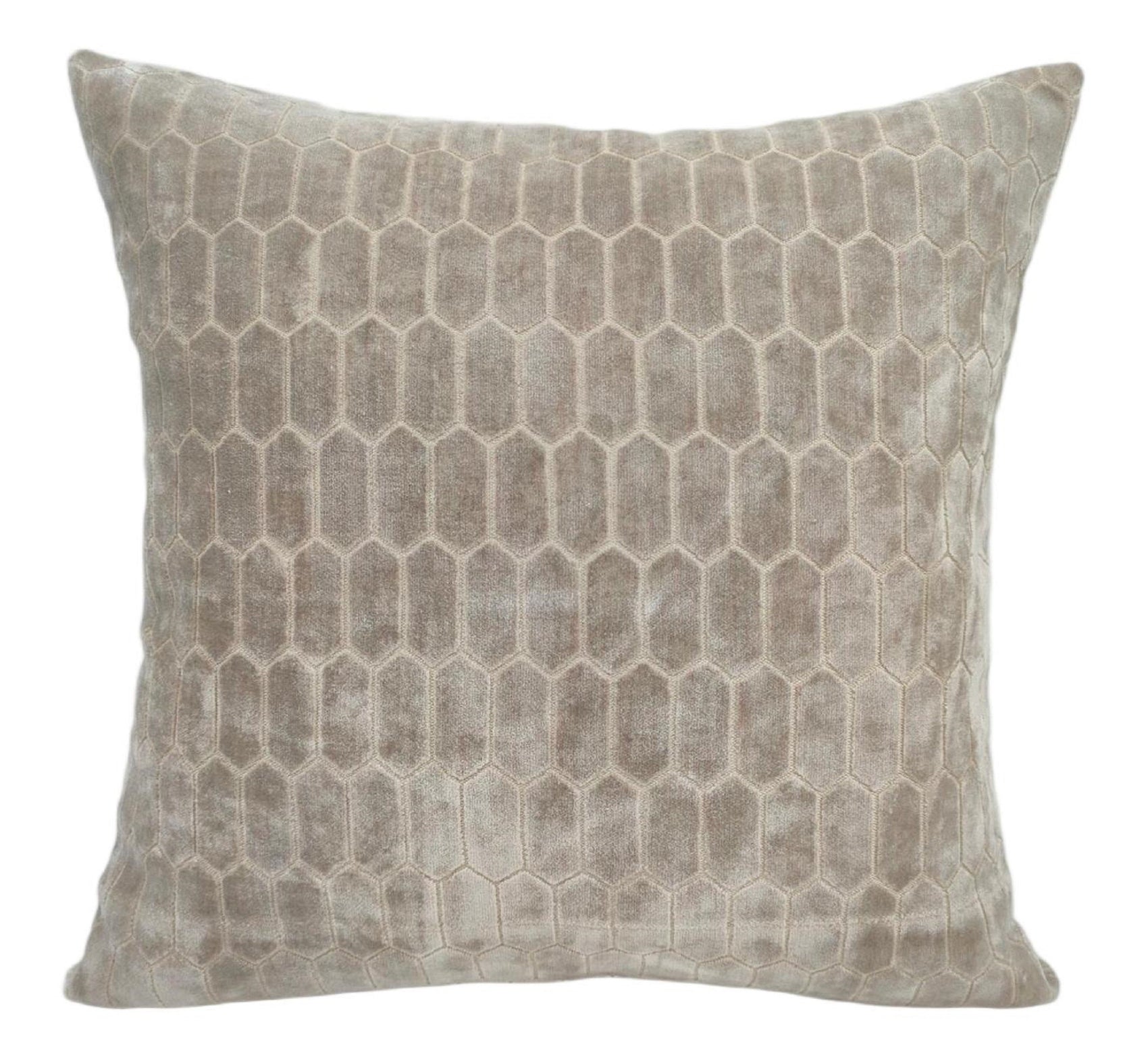Malini Cut Velvet Honeycombe Taupe Square Cushion 43x43