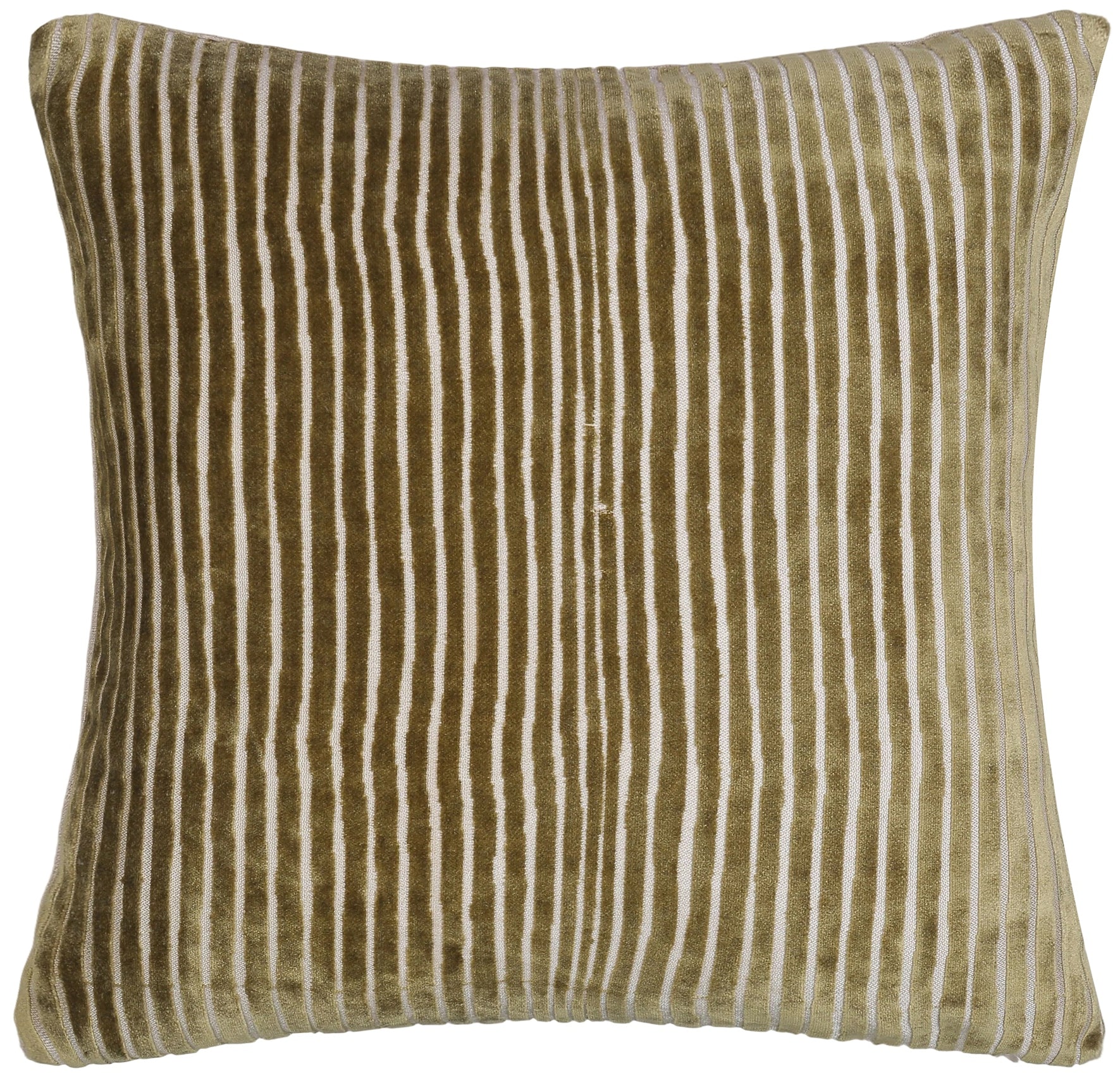 CUT VELVET STRIPES  OLIVE 43 X 43