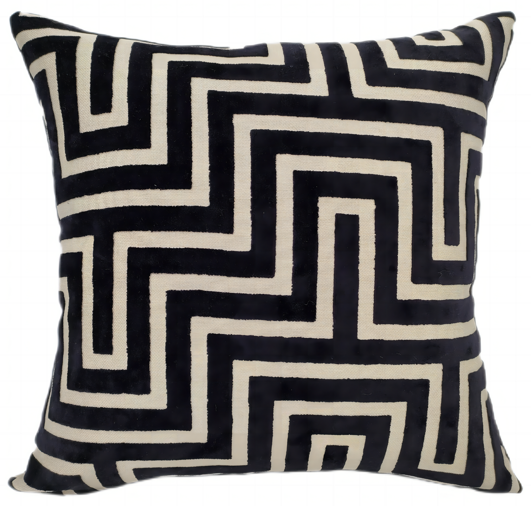 Malini Amazing Maze Velvet Black & White Square Cushion 43x43
