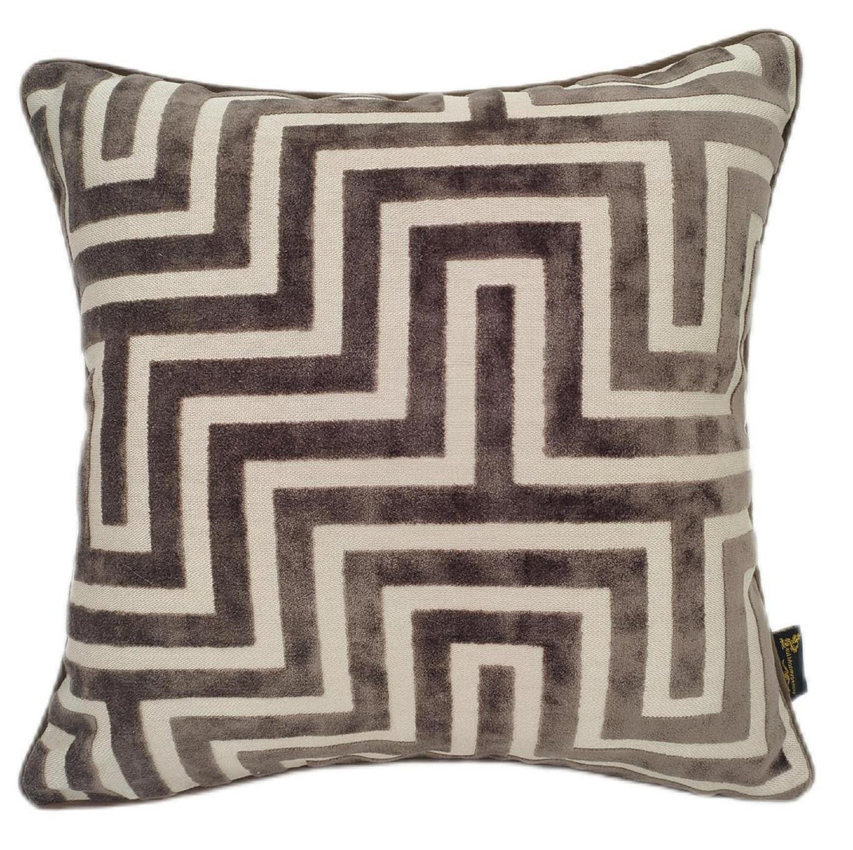 Malini Maze Cut Velvet Pm Choc Square Cushion 43x43