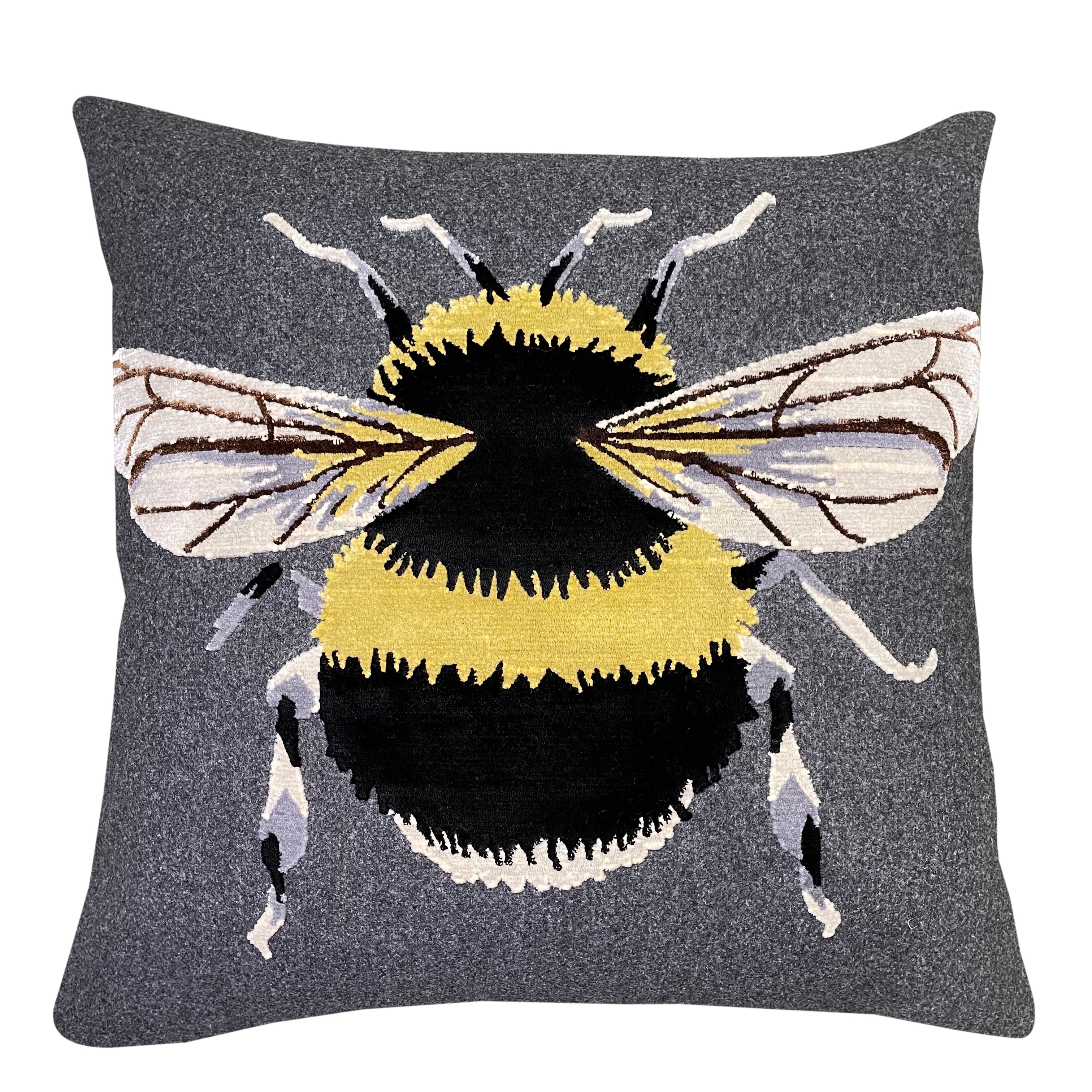 Malini Arista Bee On Grey Felt Square Cushion