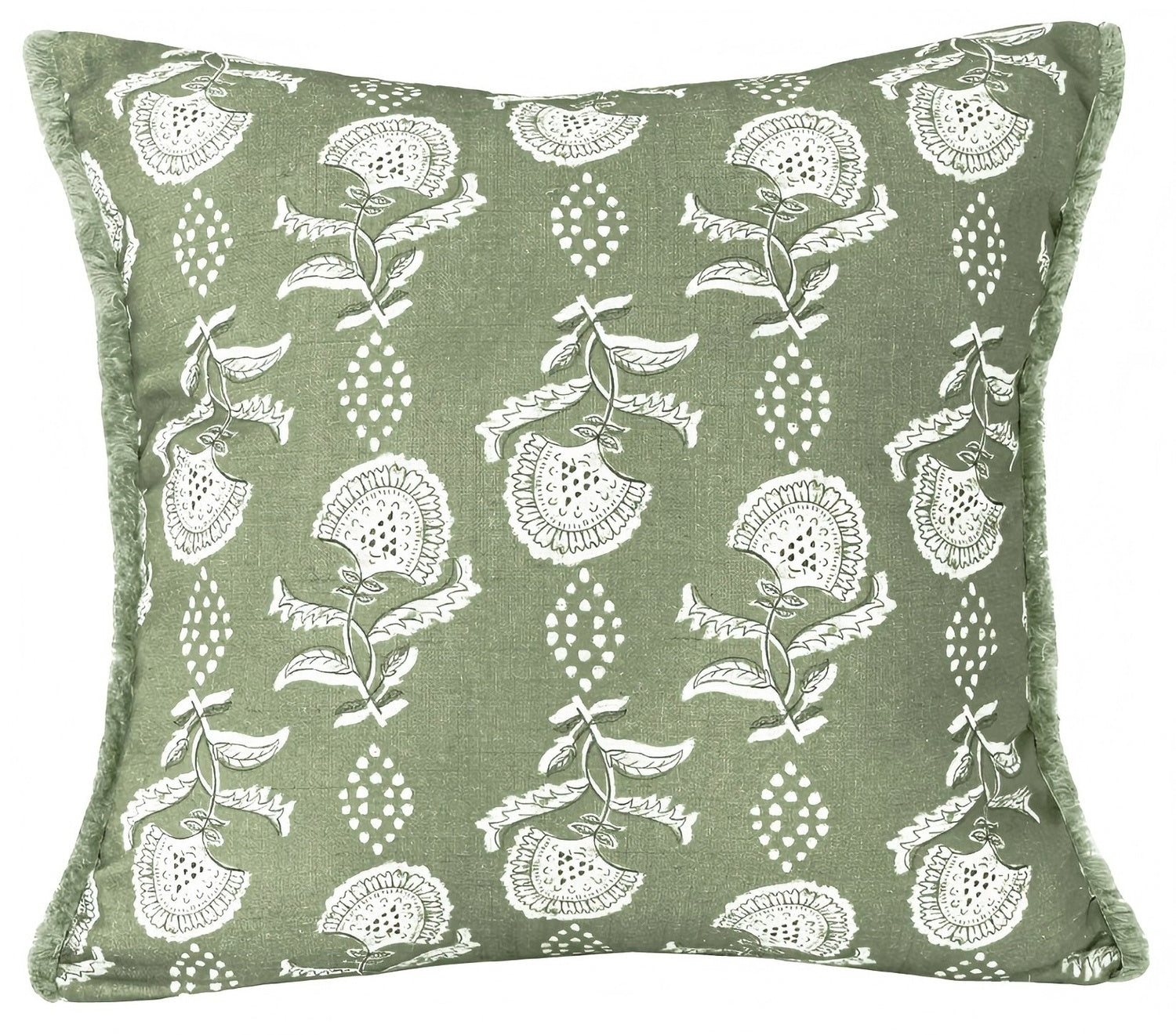 BLOCK FLORAL PRINT SAGE 45X45