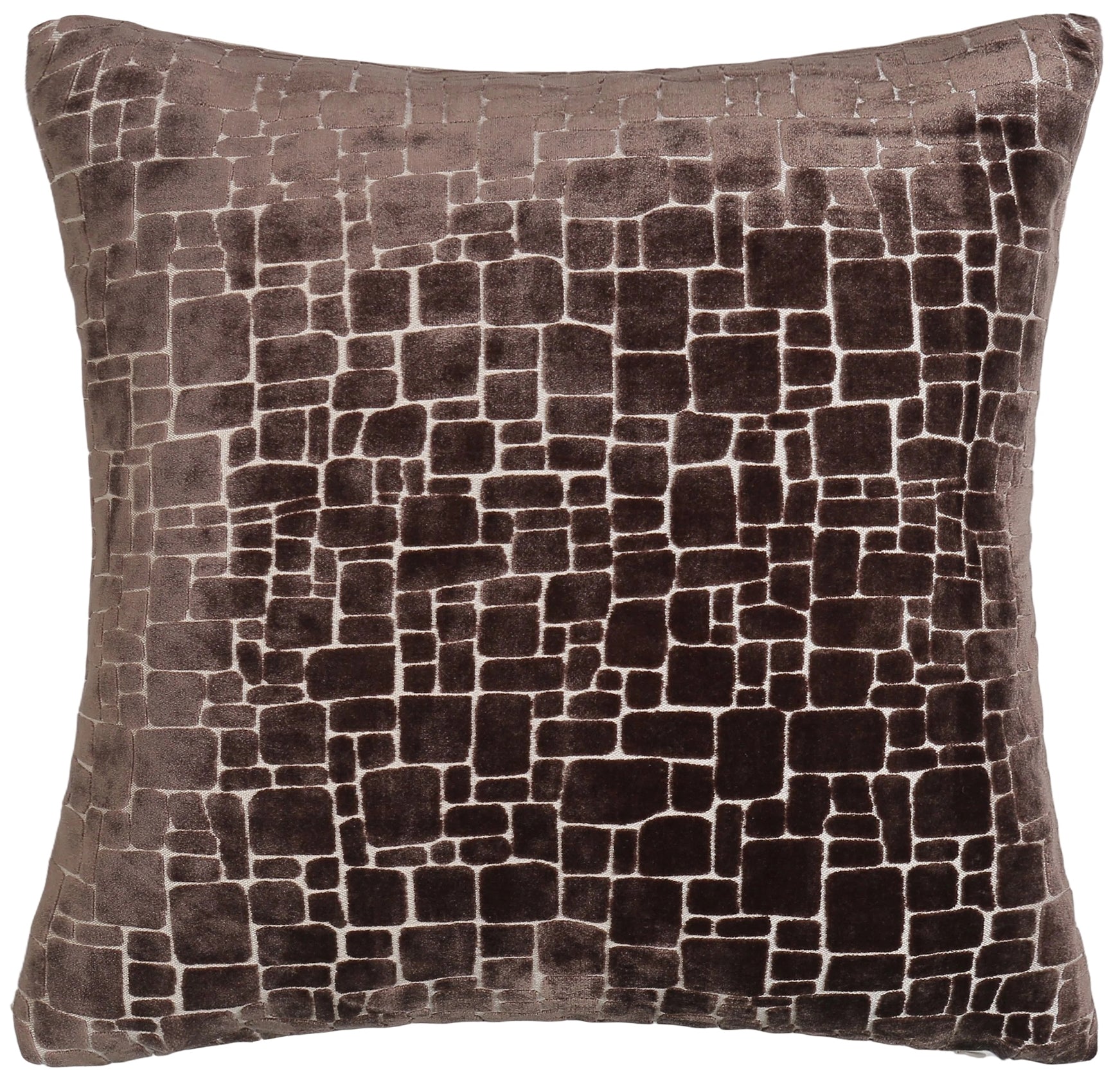 CUT VELVET ABSTRACT SQUARES CHOC 43X43