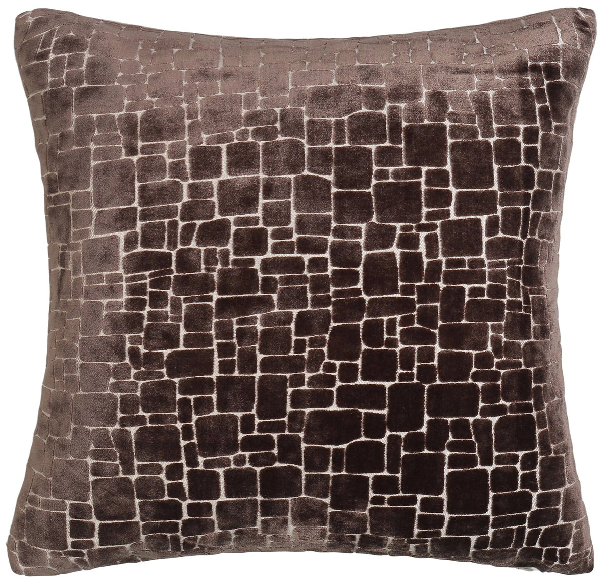 CUT VELVET ABSTRACT SQUARES CHOC 43X43