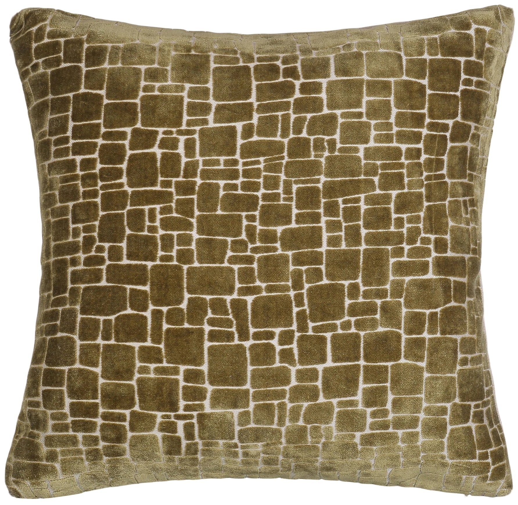 CUT VELVET ABSTRACT SQUARES OLIVE 43X43