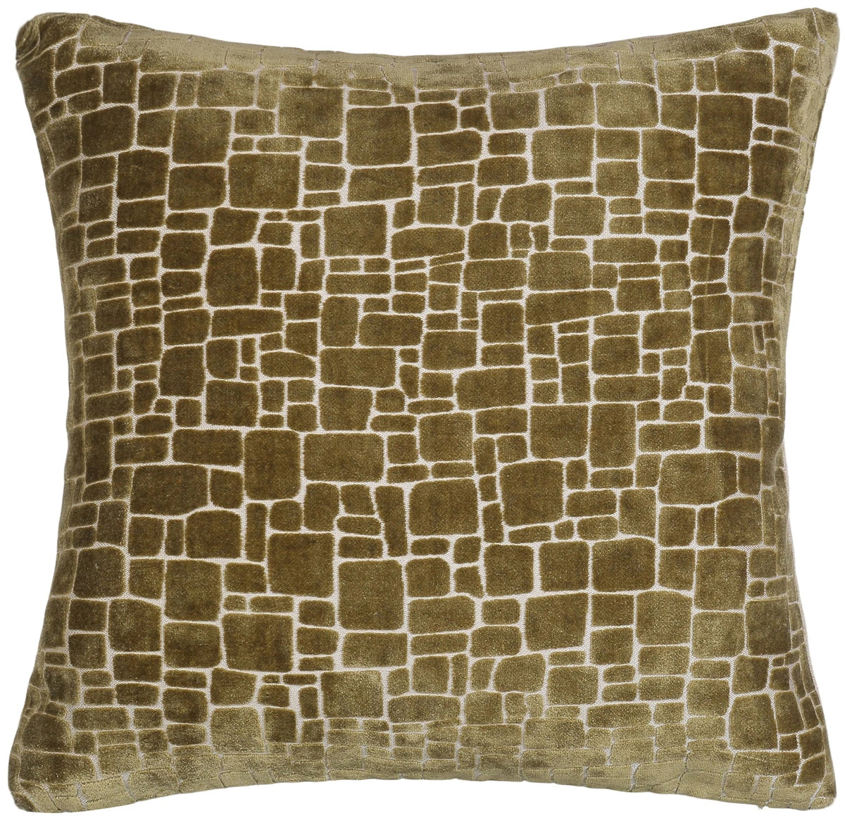 CUT VELVET ABSTRACT SQUARES OLIVE 43X43