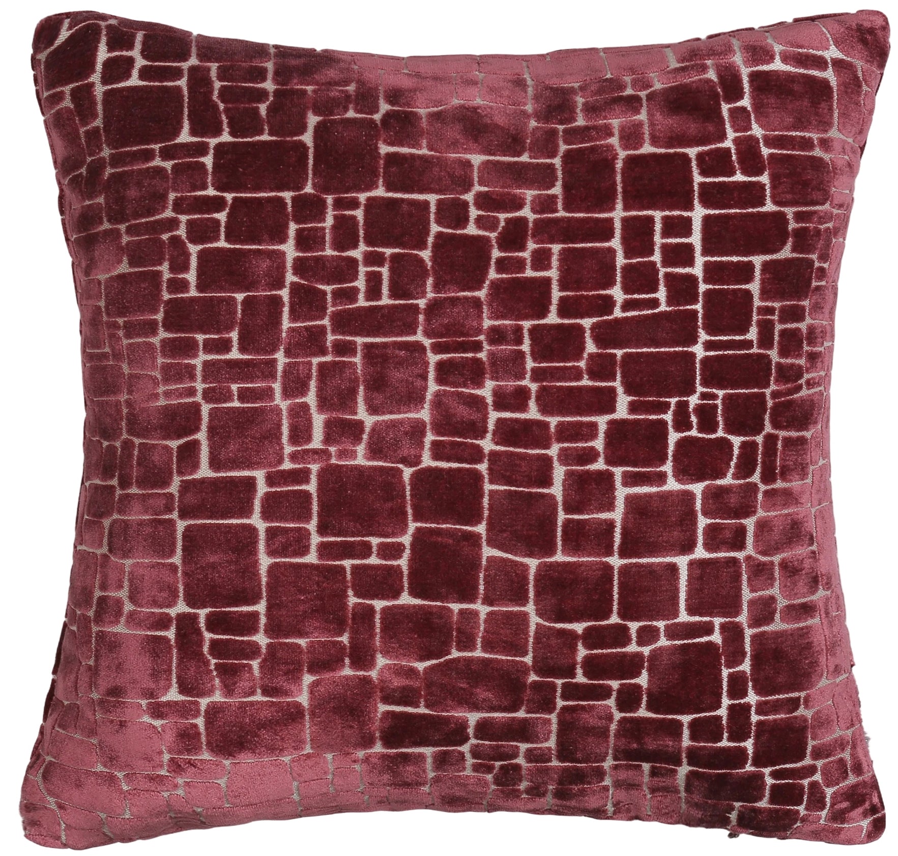 CUT VELVET ABSTRACT SQUARES WINE 43X43