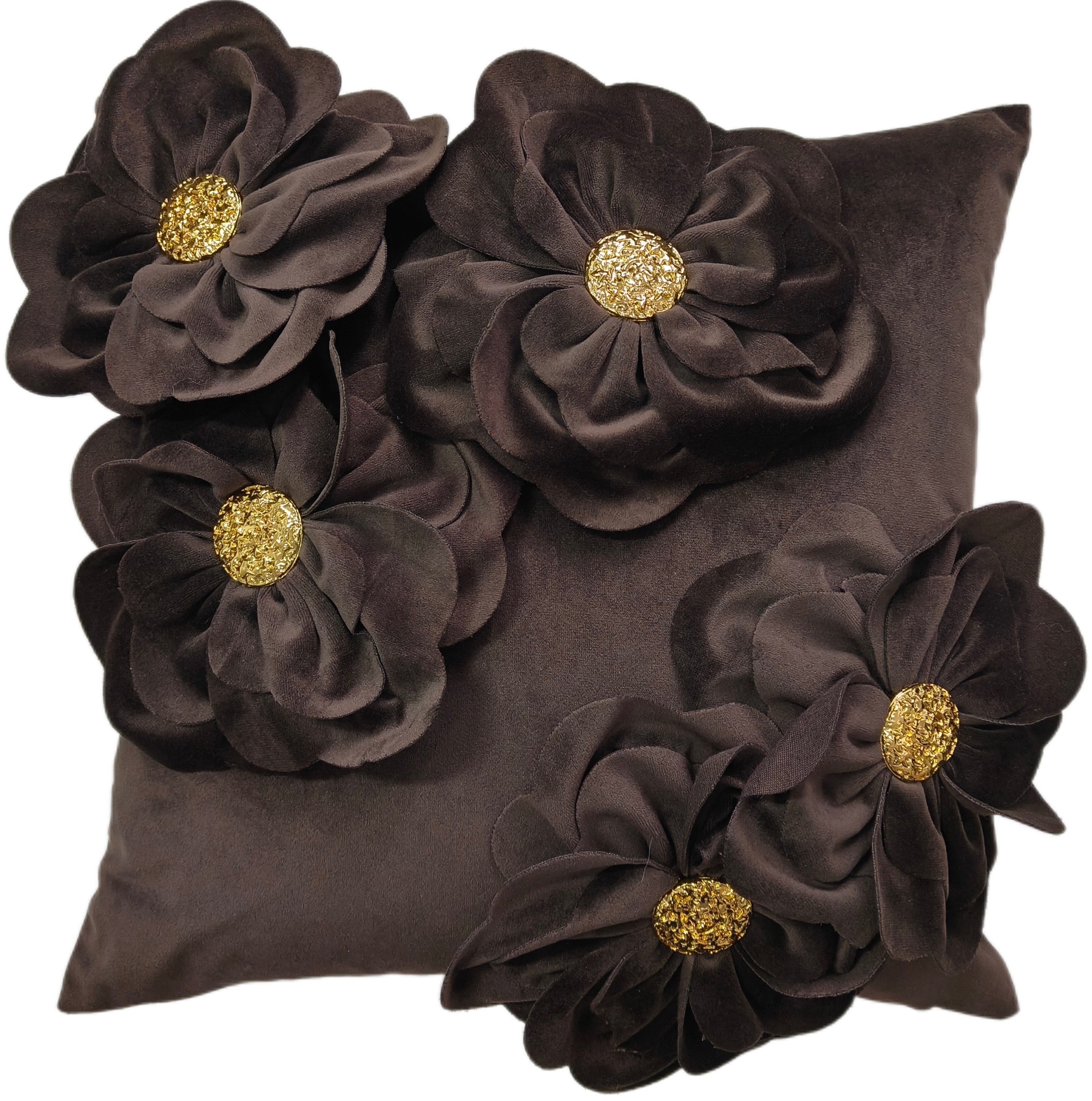 PM 3D FLORAL CHOC WITH GOLD METAL BUTTON 45X45