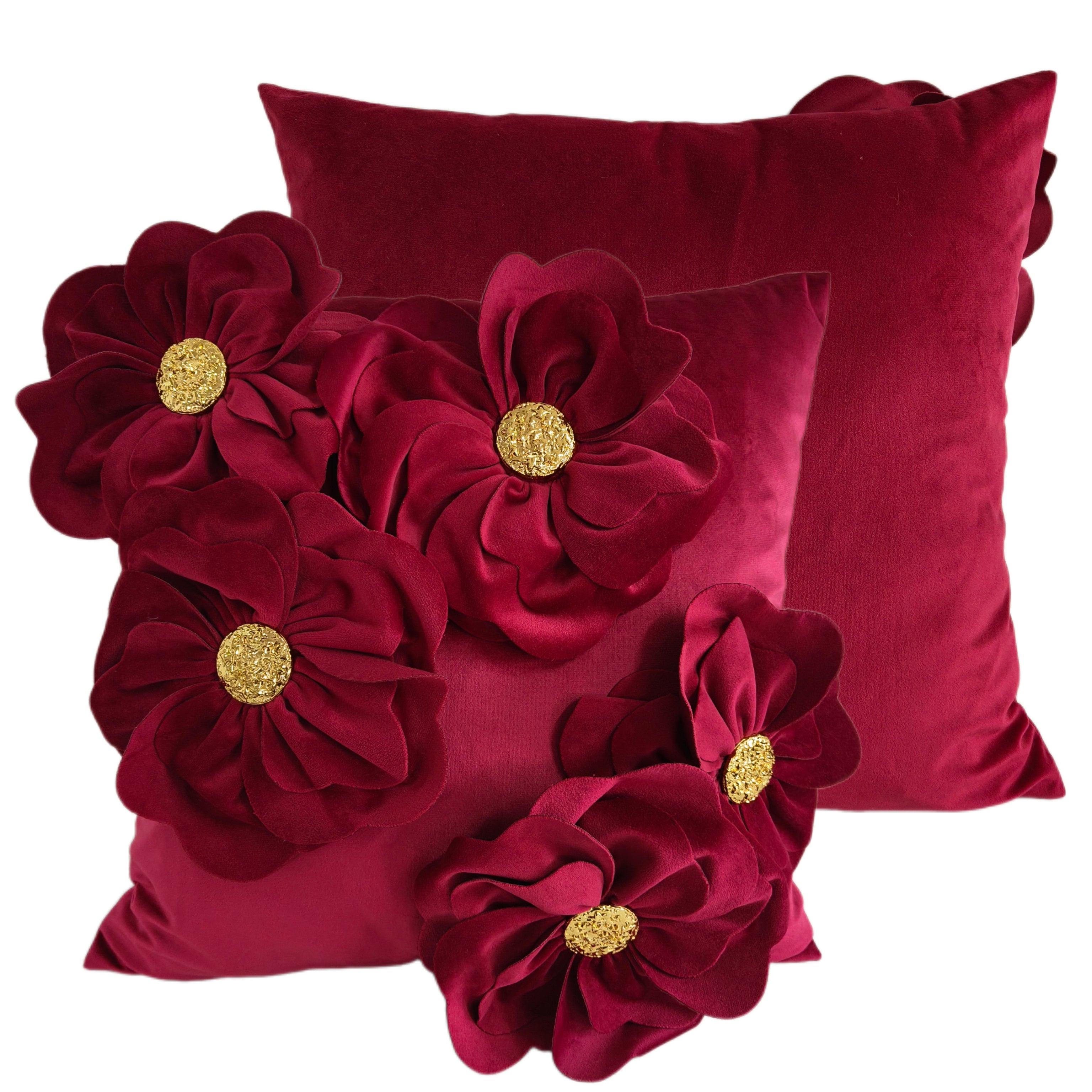 PM 3D FLORAL FUSCHIA WITH GOLD METAL BUTTON 45X45
