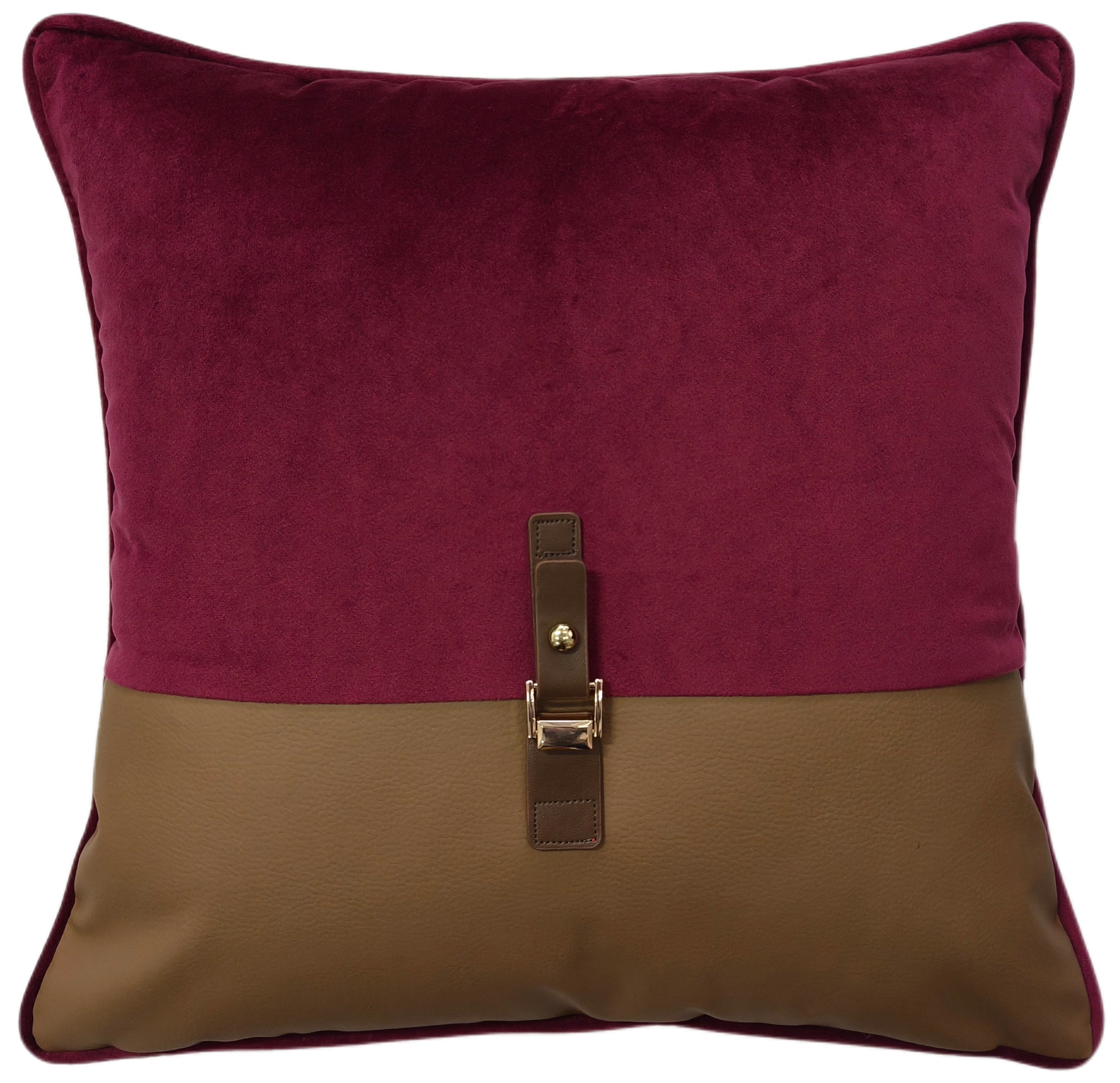 PAUL MONEYPENNY BUCKLE CUSHION WINE  45 X 45