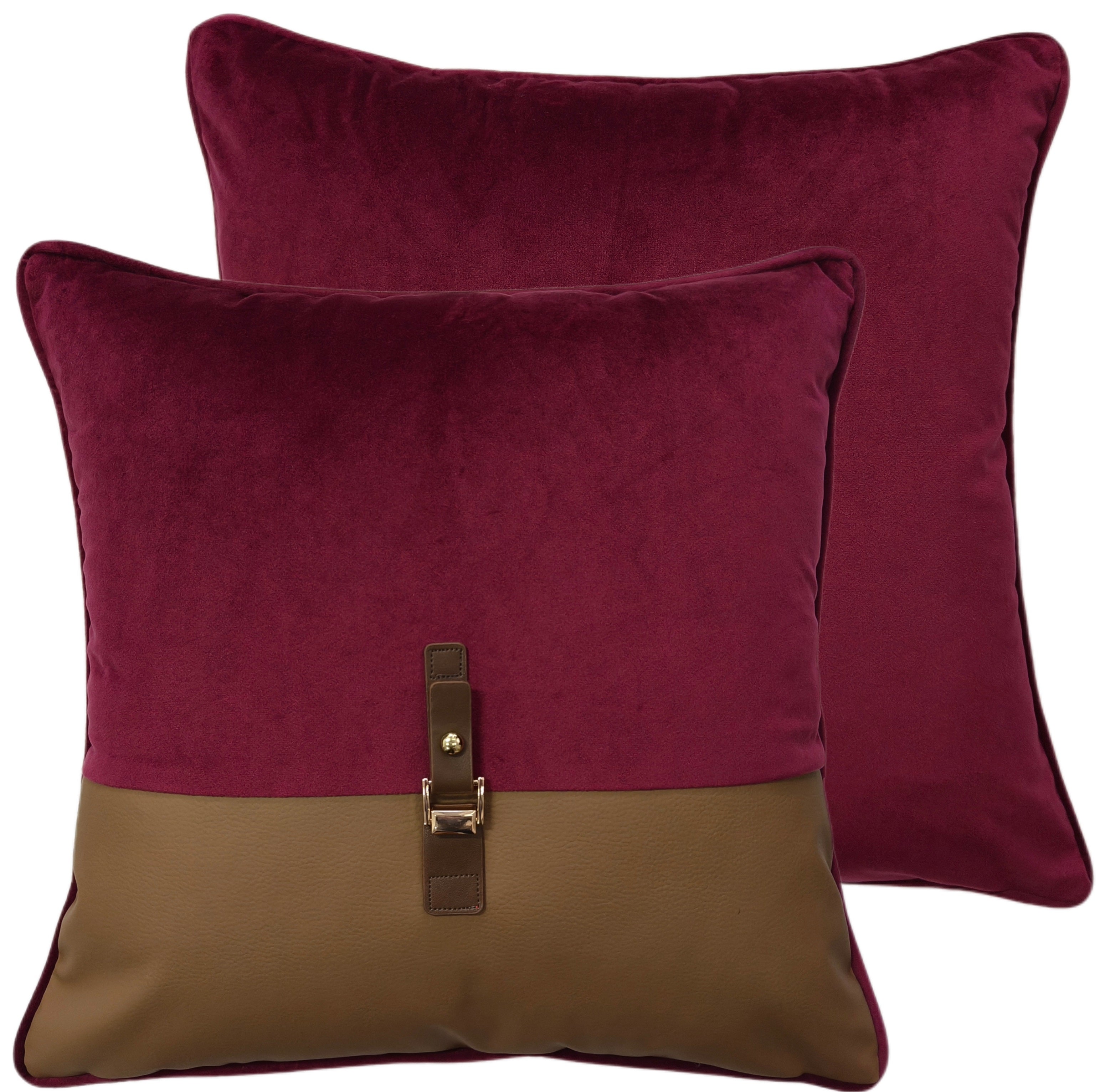 PAUL MONEYPENNY BUCKLE CUSHION WINE  45 X 45