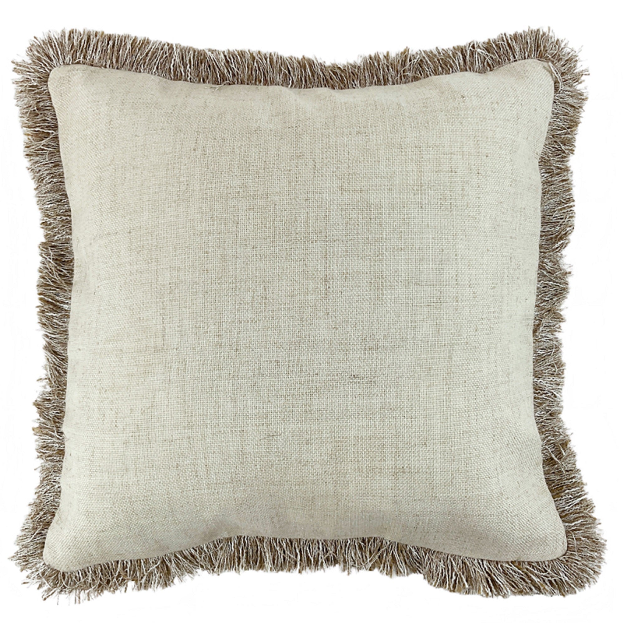 NAT FAUX LINEN WITH NAT FRINGE 45 X 45
