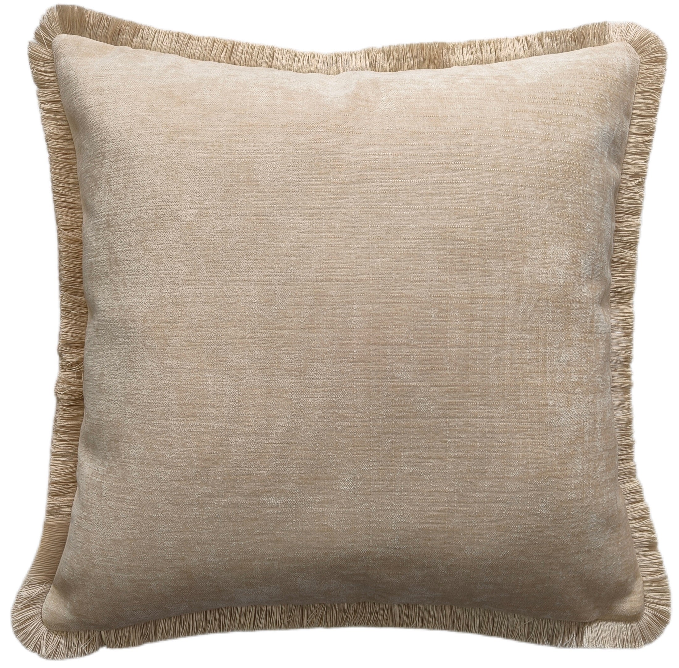 PM THICK CHENILLE WITH FRINGES NEUTRAL 45 X 45