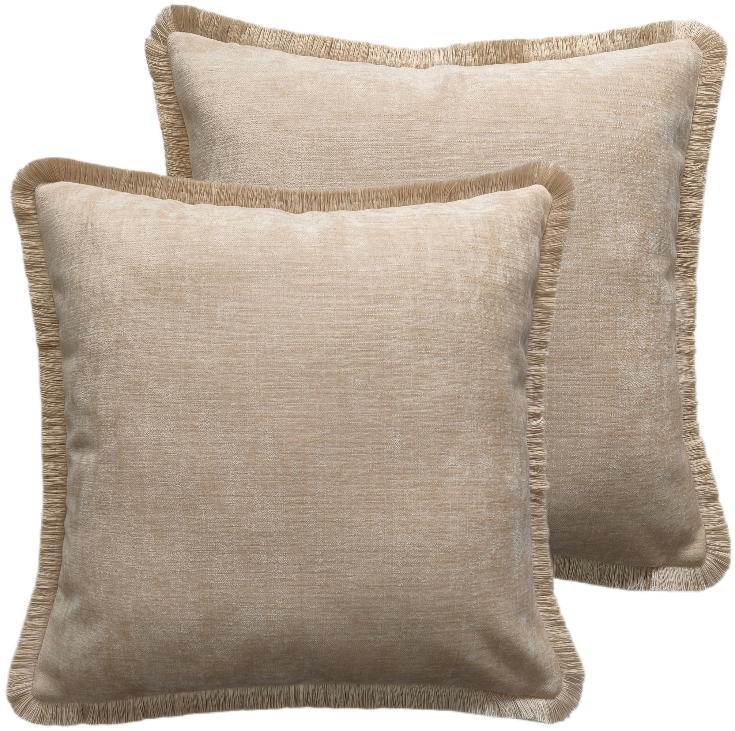PM THICK CHENILLE WITH FRINGES NEUTRAL 45 X 45