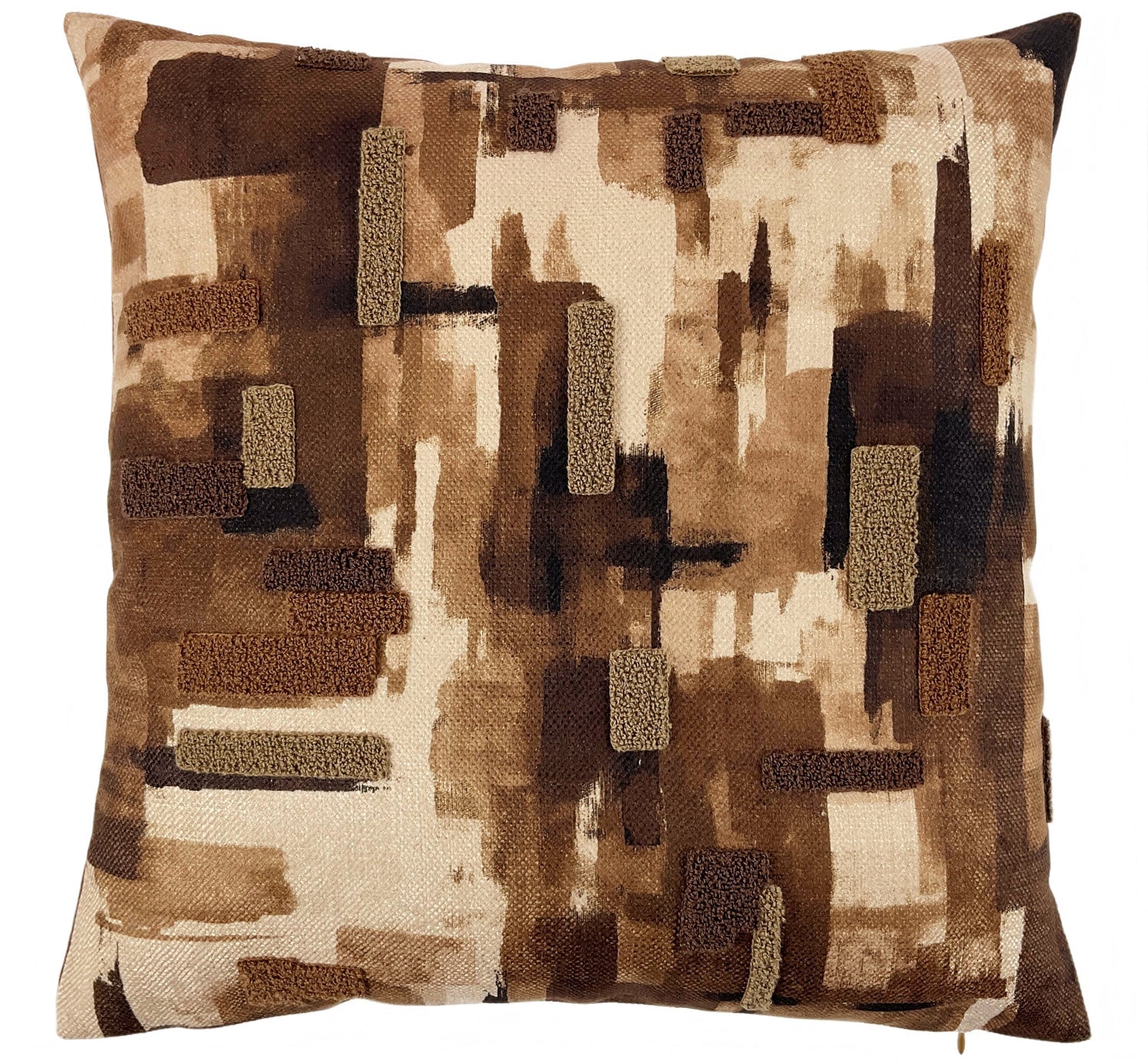 3D PRINTED AND RAISED VELVET BROWN CUSHION 45 X 45