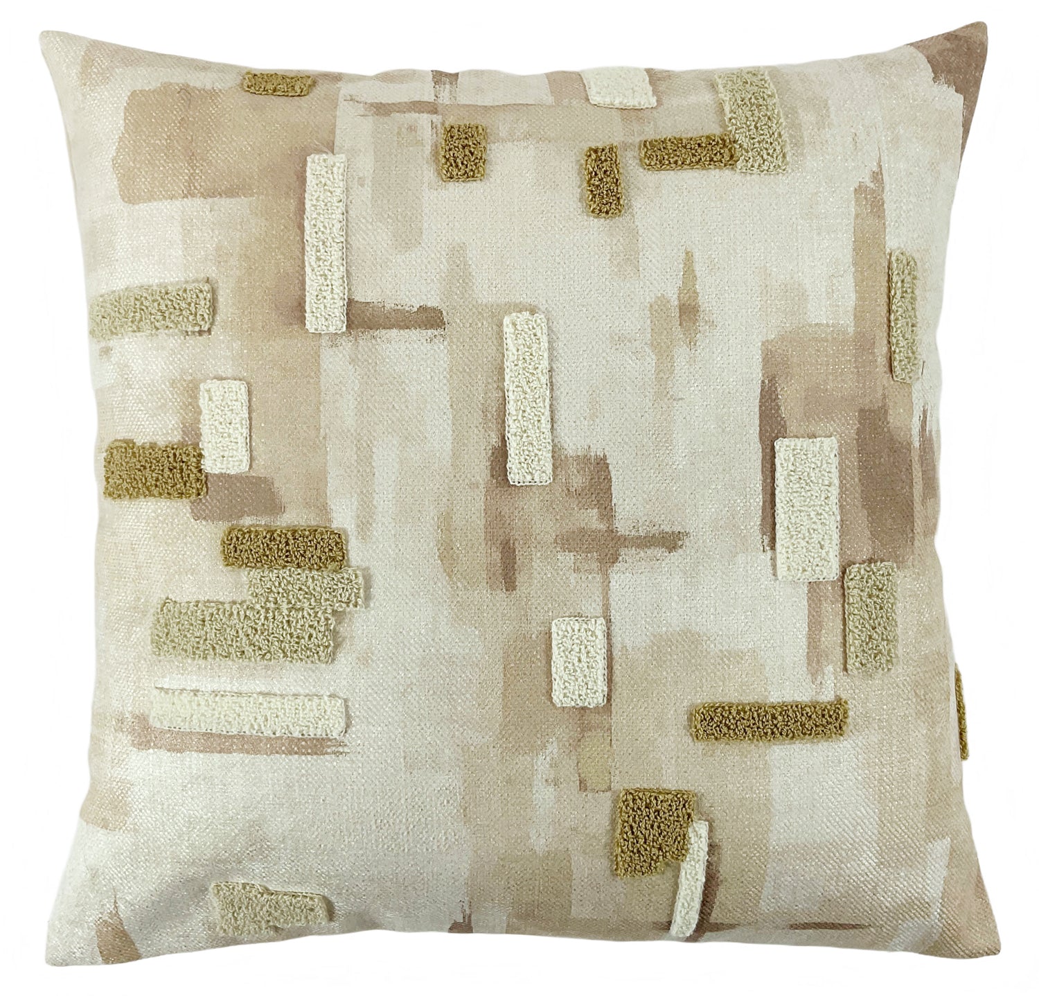 3D PRINTED AND RAISED VELVET NATURAL CUSHION 45 X 45