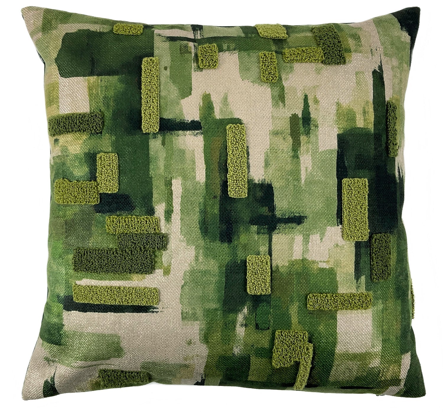 3D PRINTED AND RAISED VELVET OLIVE CUSHION 45 X 45