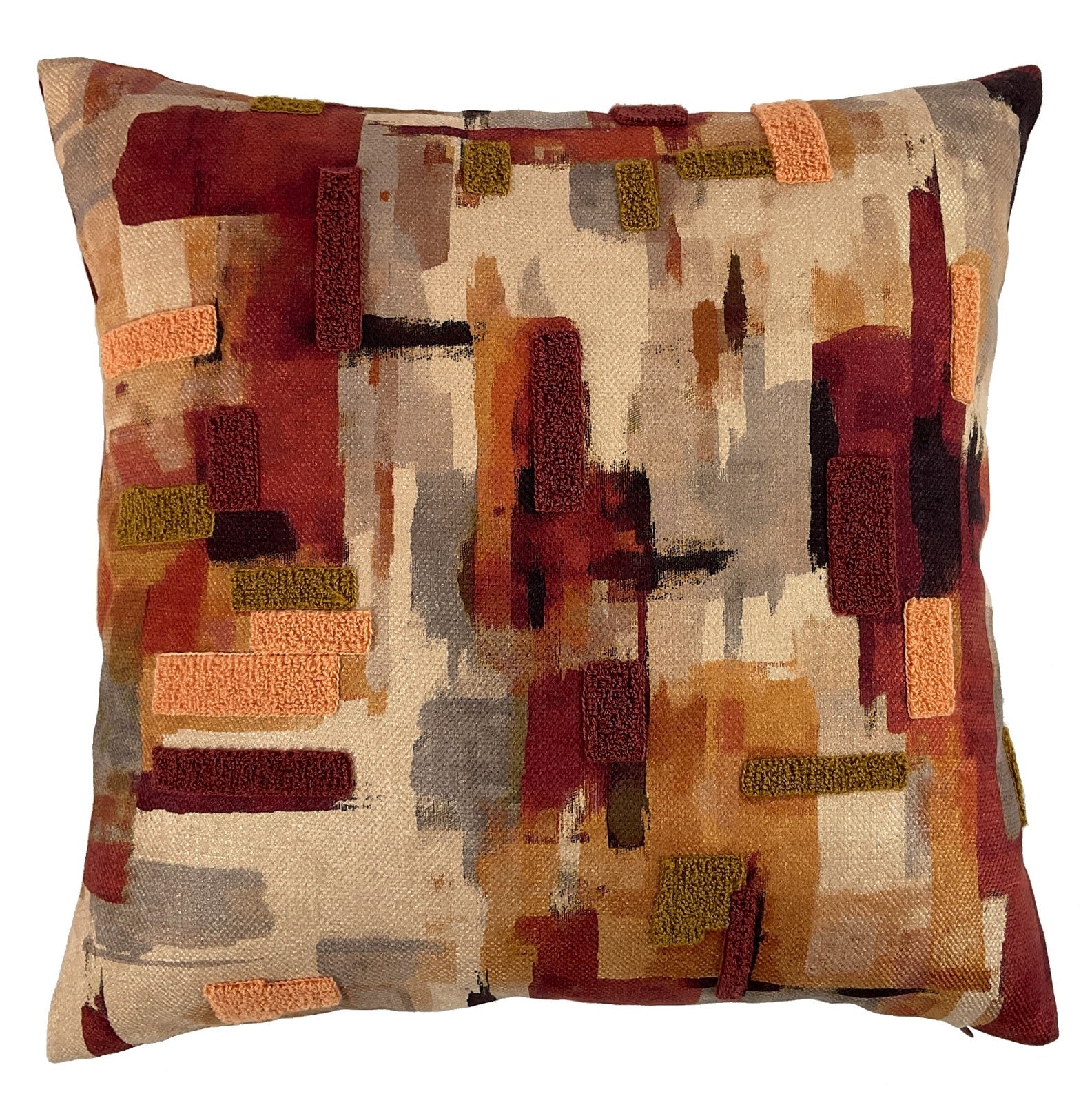 3D PRINTED AND RAISED VELVET RUST CUSHION 45 X 45