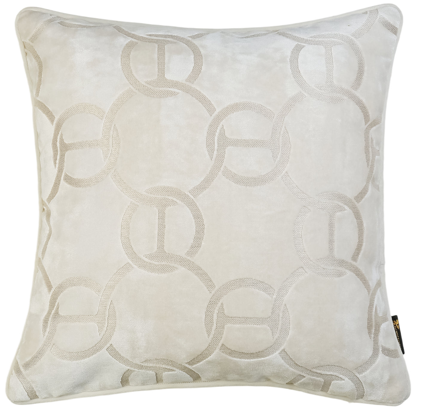 Malini Paul Moneypenny Chains Cut Velvet Ivory Square Cushion 43x43