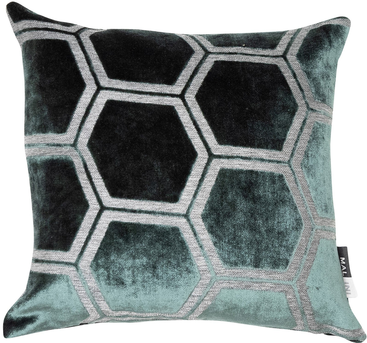 Malini Ivor Hexagon Velvet Pine Green Square Cushion 43x43