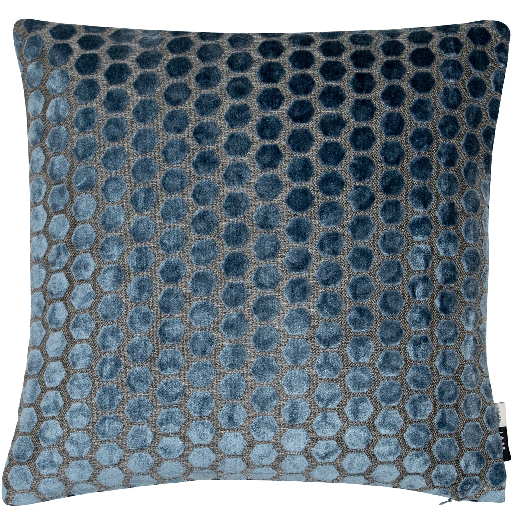 Malini Jorvik Hex Velvet Blue Square Cushion 43x43