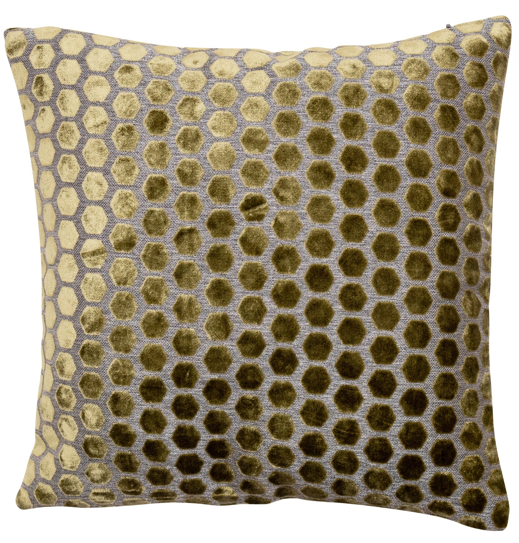 Malini Jorvik Hex Velvet Olive Green Square Cushion 43x43