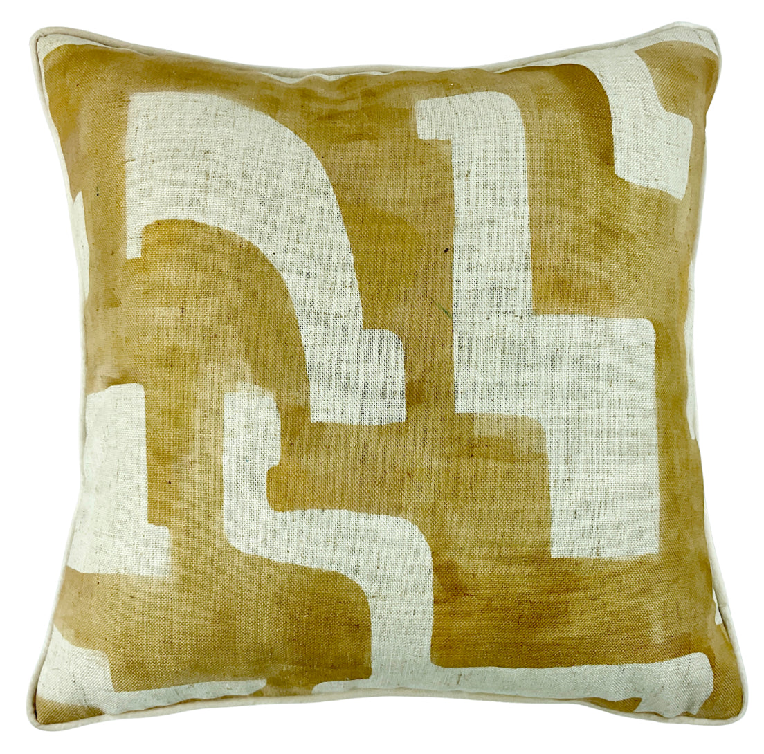 Malini Abstract Rev Square Cushion Whiskey 45x45