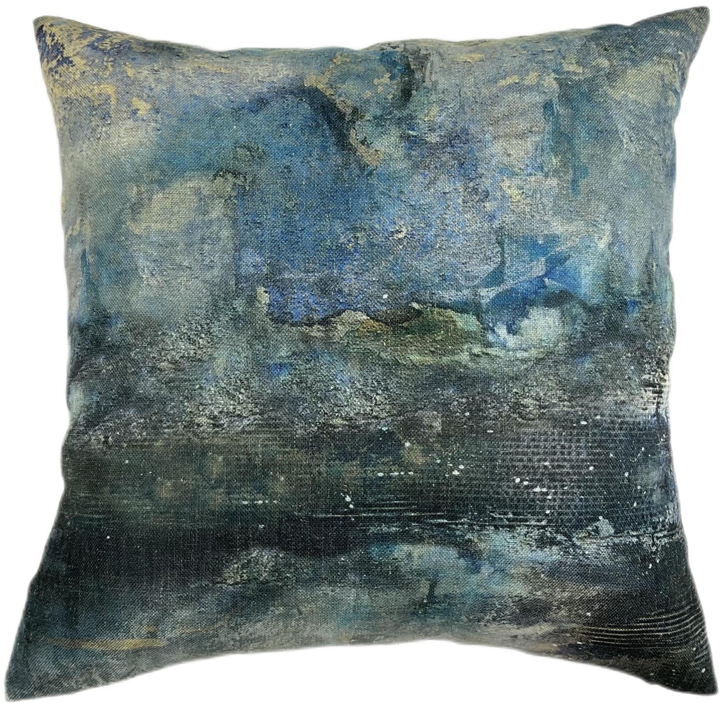 Malini Lagoon Blue Washed Out Abstract Square Cushion 45x45