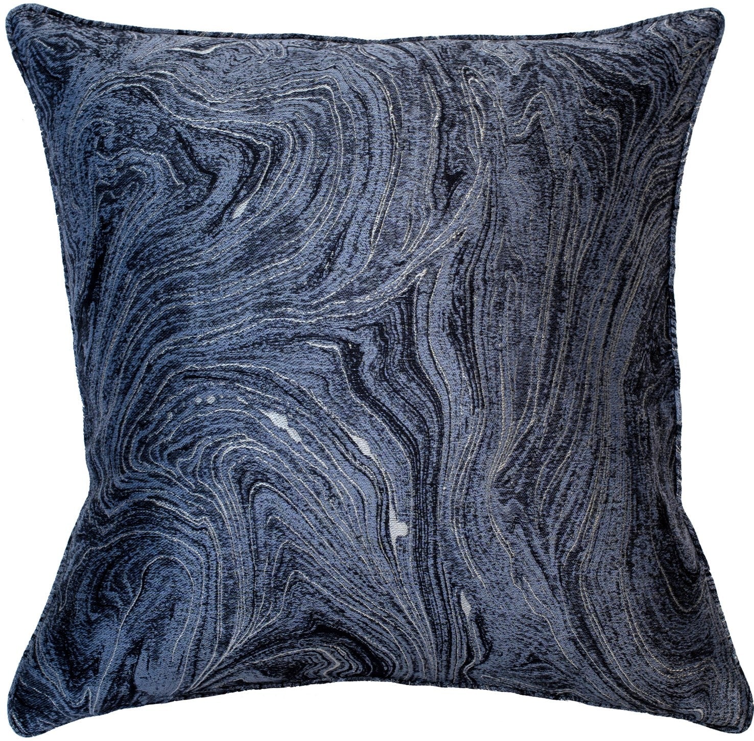 Malini Marlene Marble Blue & Copper Orange Square Cushion 45x45