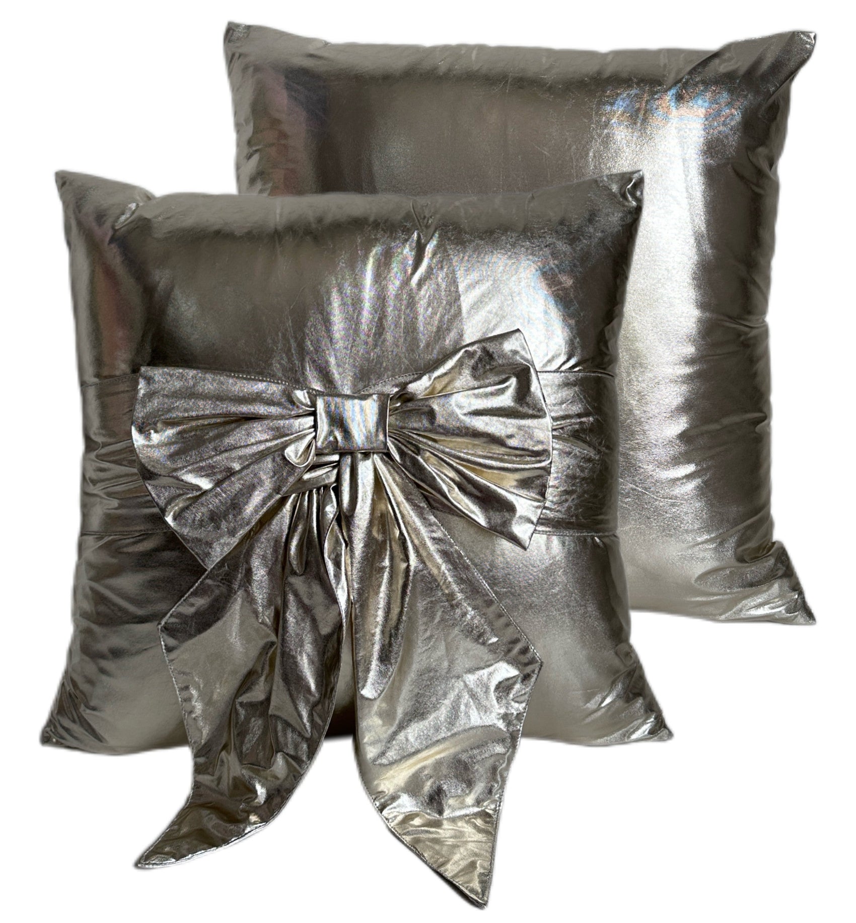 Malini Paulmoneypenny Gold Metallic With Bow Square Cushion 45x45