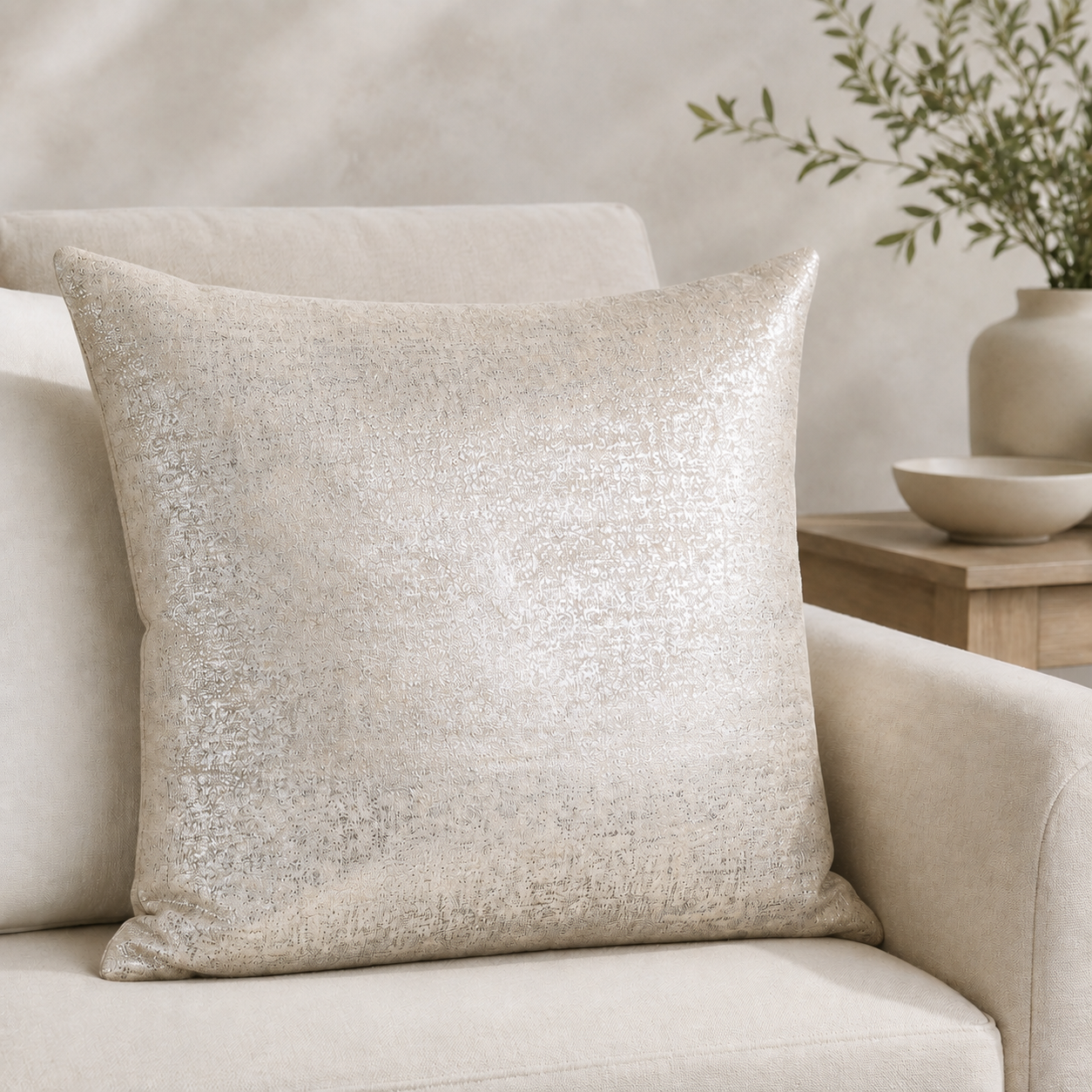 Malini Velvet Metallic Square Cushion 43x43 lifestyle image