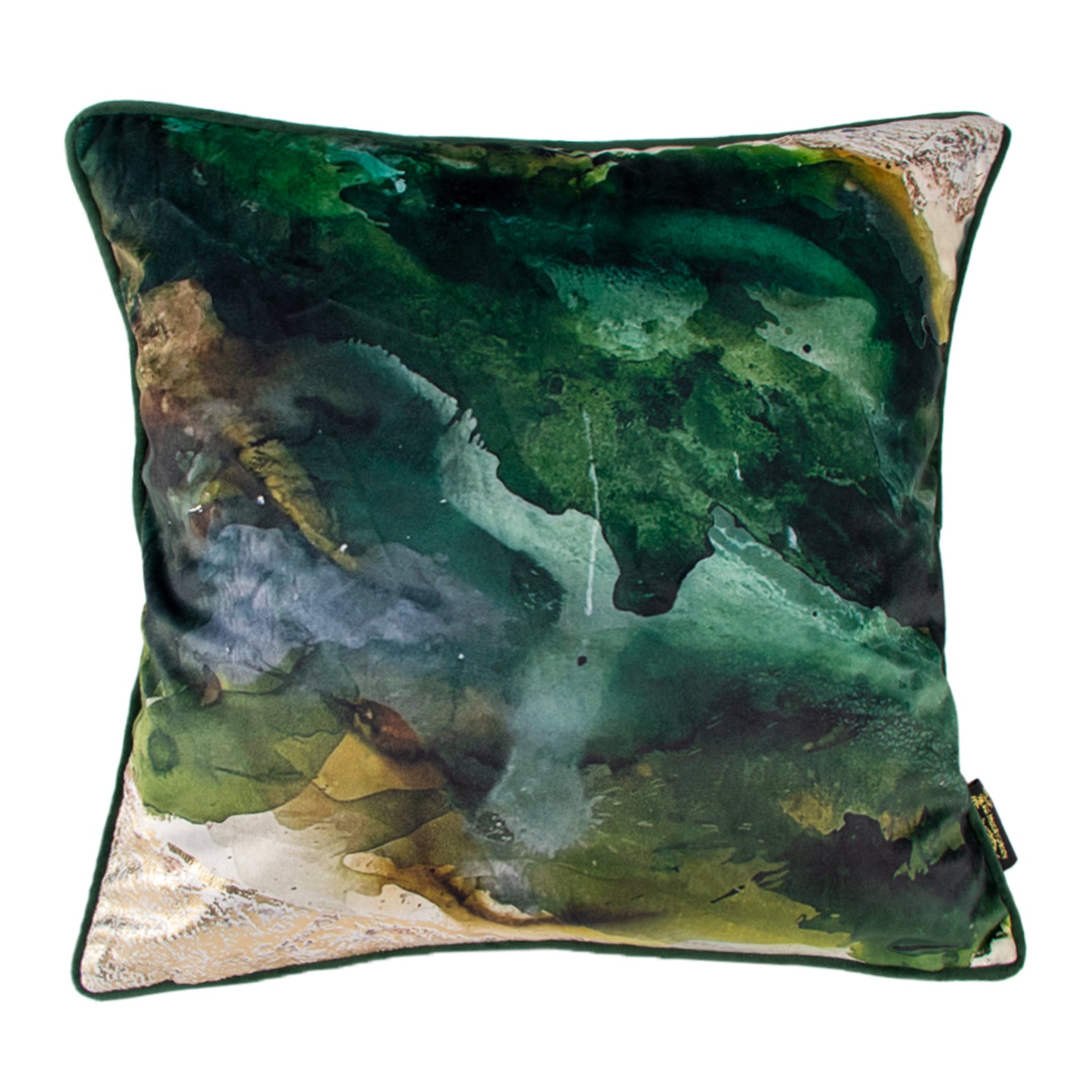 Malini Monteverde Green Spilt Paint Square Cushion 45x45