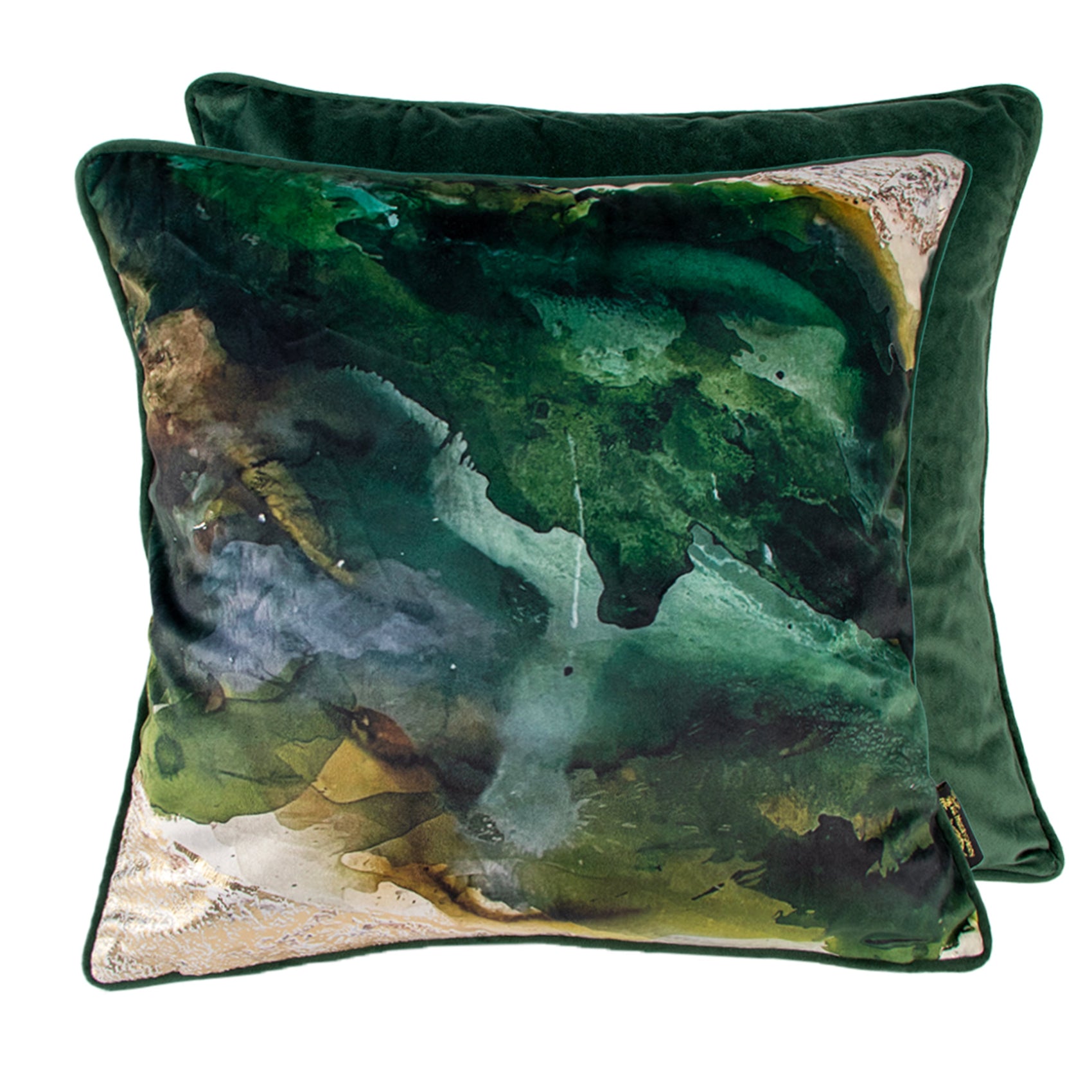 Malini Monteverde Green Spilt Paint Square Cushion 45x45
