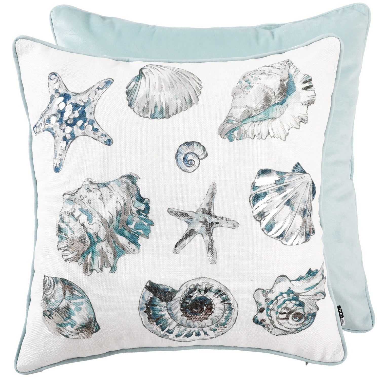 PRNTED SHELLS ON FAUX LINEN FOIL 45 X 45