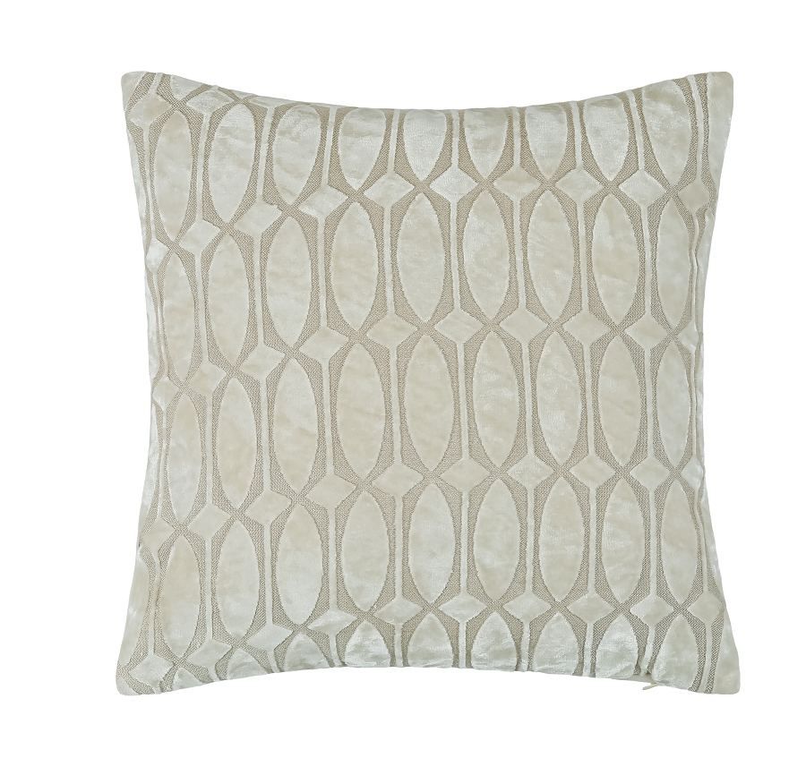PM ABSTARCT GEO CUT VELVET CUSHION IVORY IN 43X43CM