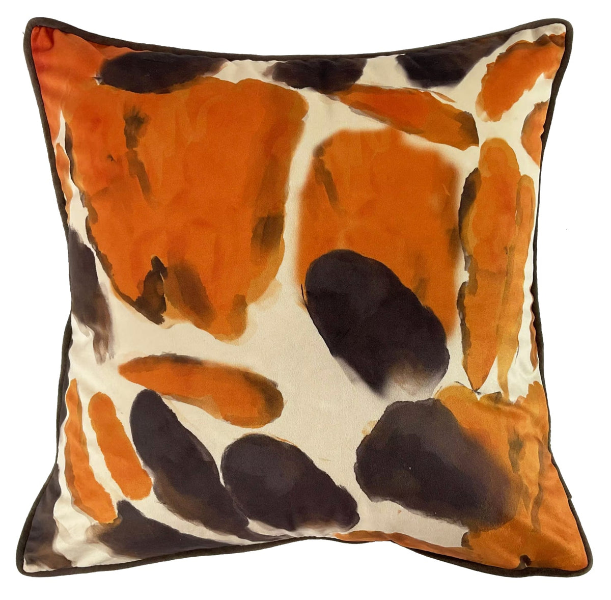 Malini Paul Moneypenny Choc/Orange Abstract Des Square Cushion 45x45