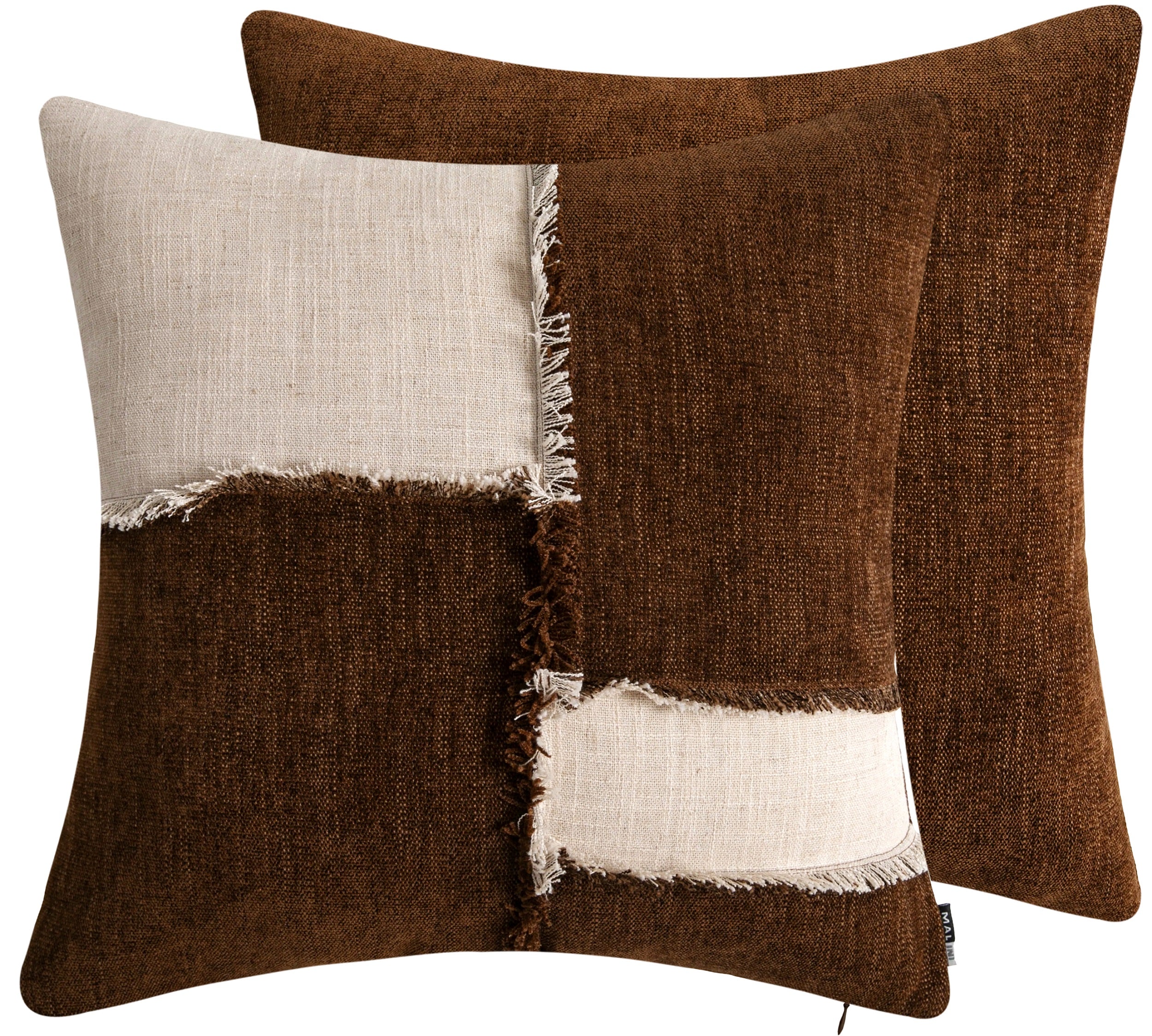 PATCH CHENILLE AND LINEN BROWN 45 X 45