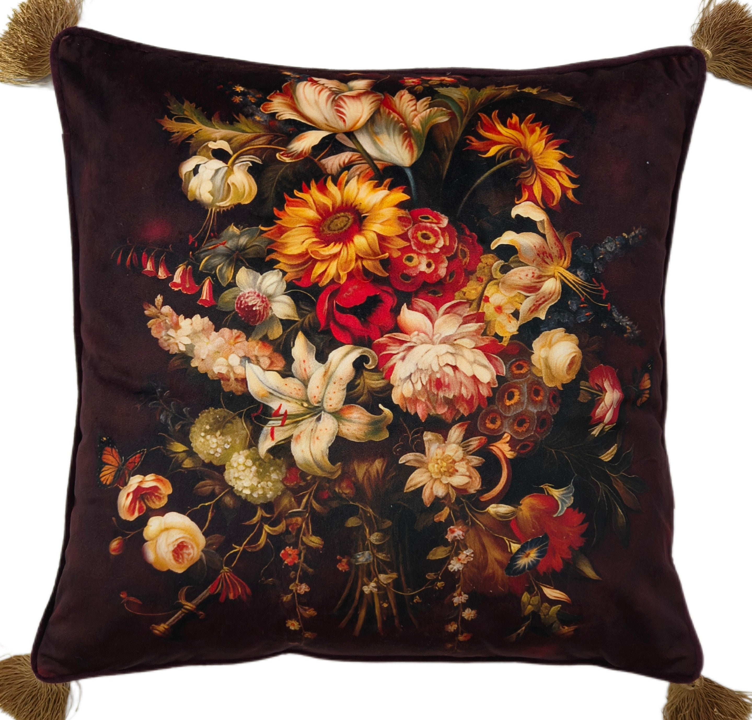 PM RUST FLORAL BOUQUET ON WINE 45 X 45